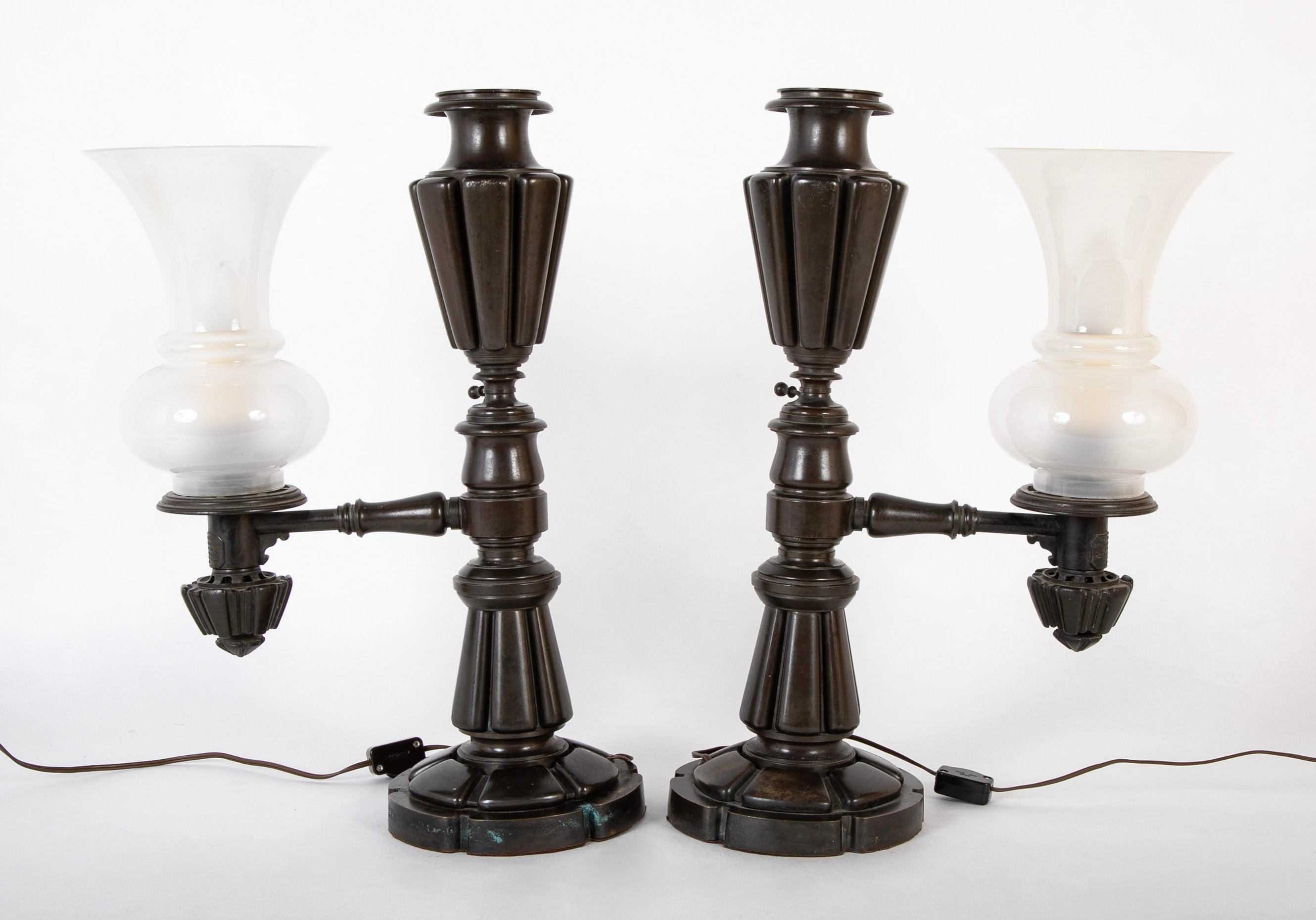 Pair of 19th Century English Argon Lamps Now Electrified