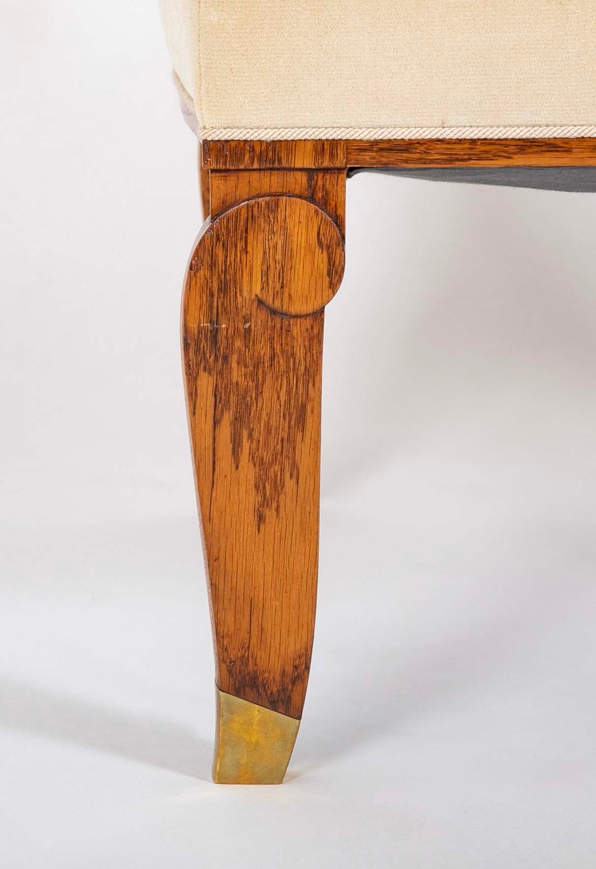 Pair of Jules Leleu Waxed Oak Armchairs
