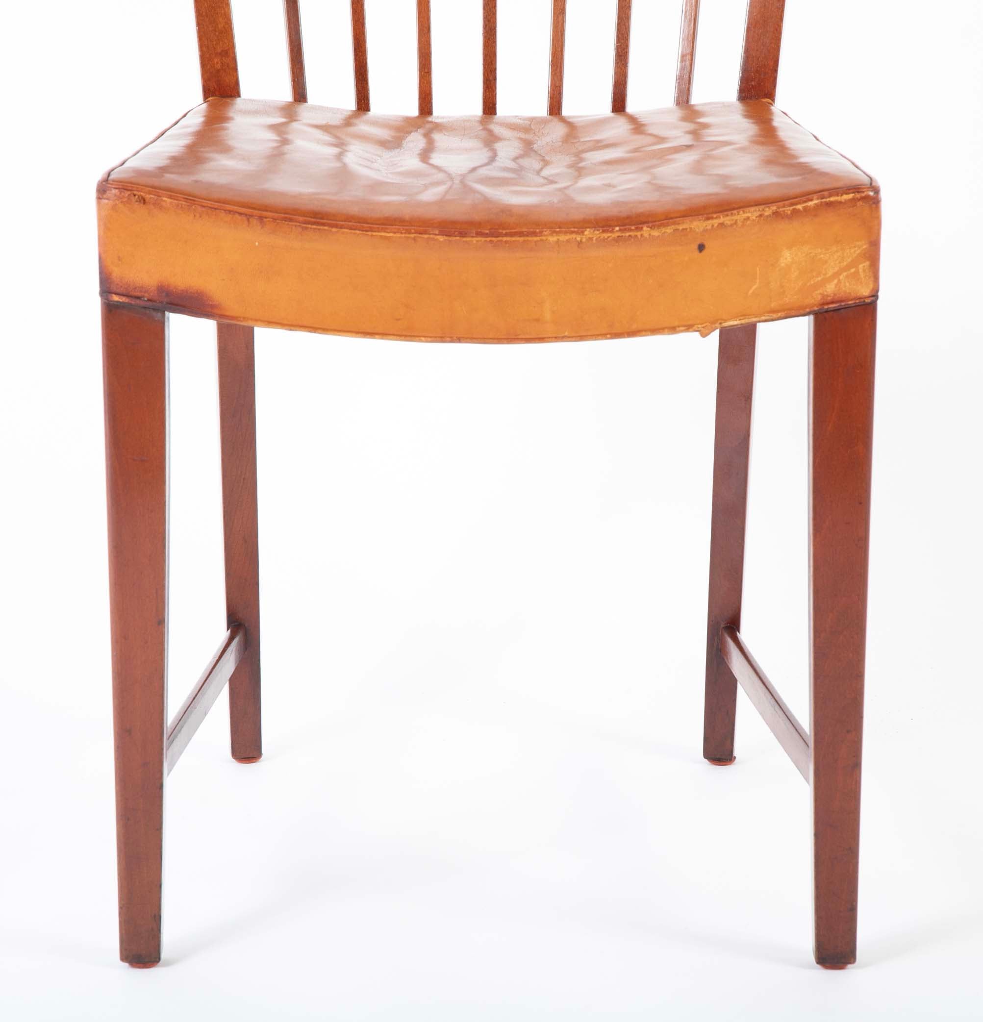 Set of 10 Fritz Hansen Stained Beech Leather Upholstered Dining Chairs
