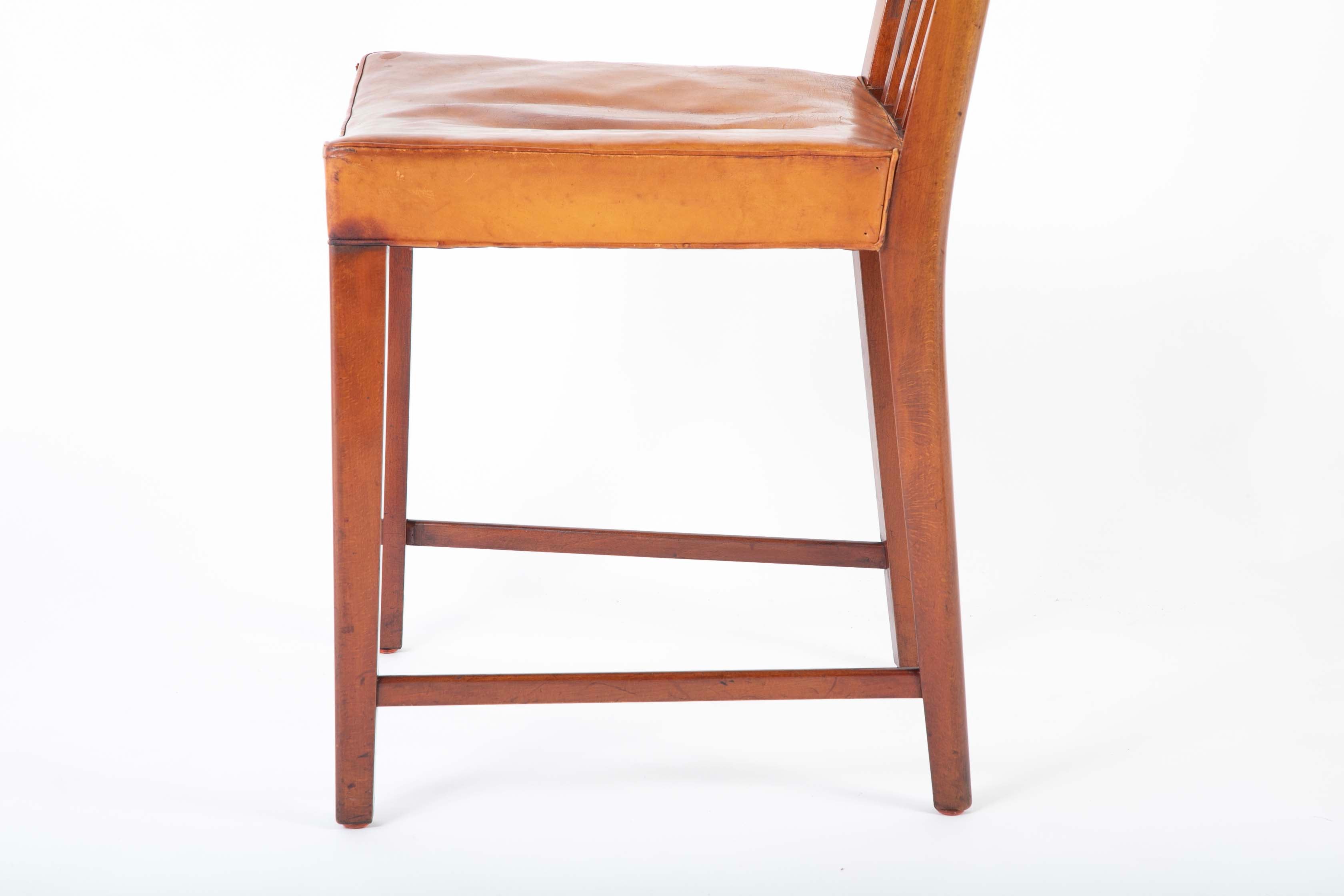 Set of 10 Fritz Hansen Stained Beech Leather Upholstered Dining Chairs