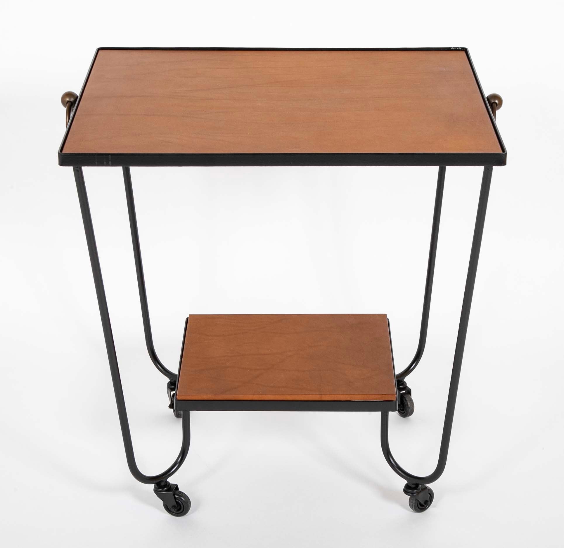 Two Tier Bar Cart Attributed to Jacques Adnet
