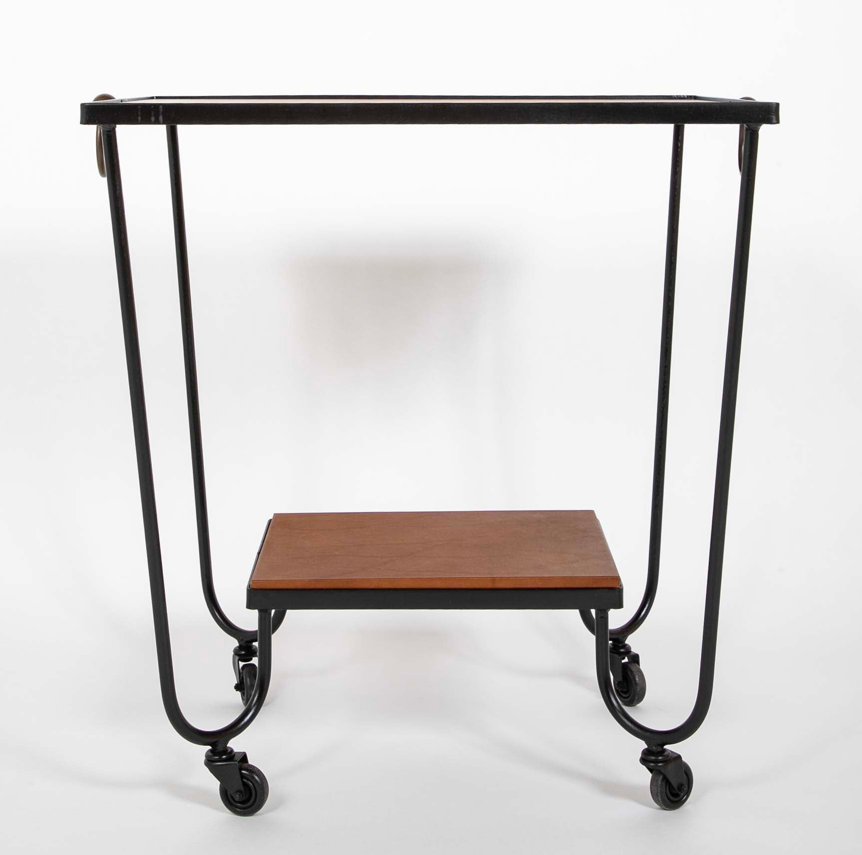 Two Tier Bar Cart Attributed to Jacques Adnet