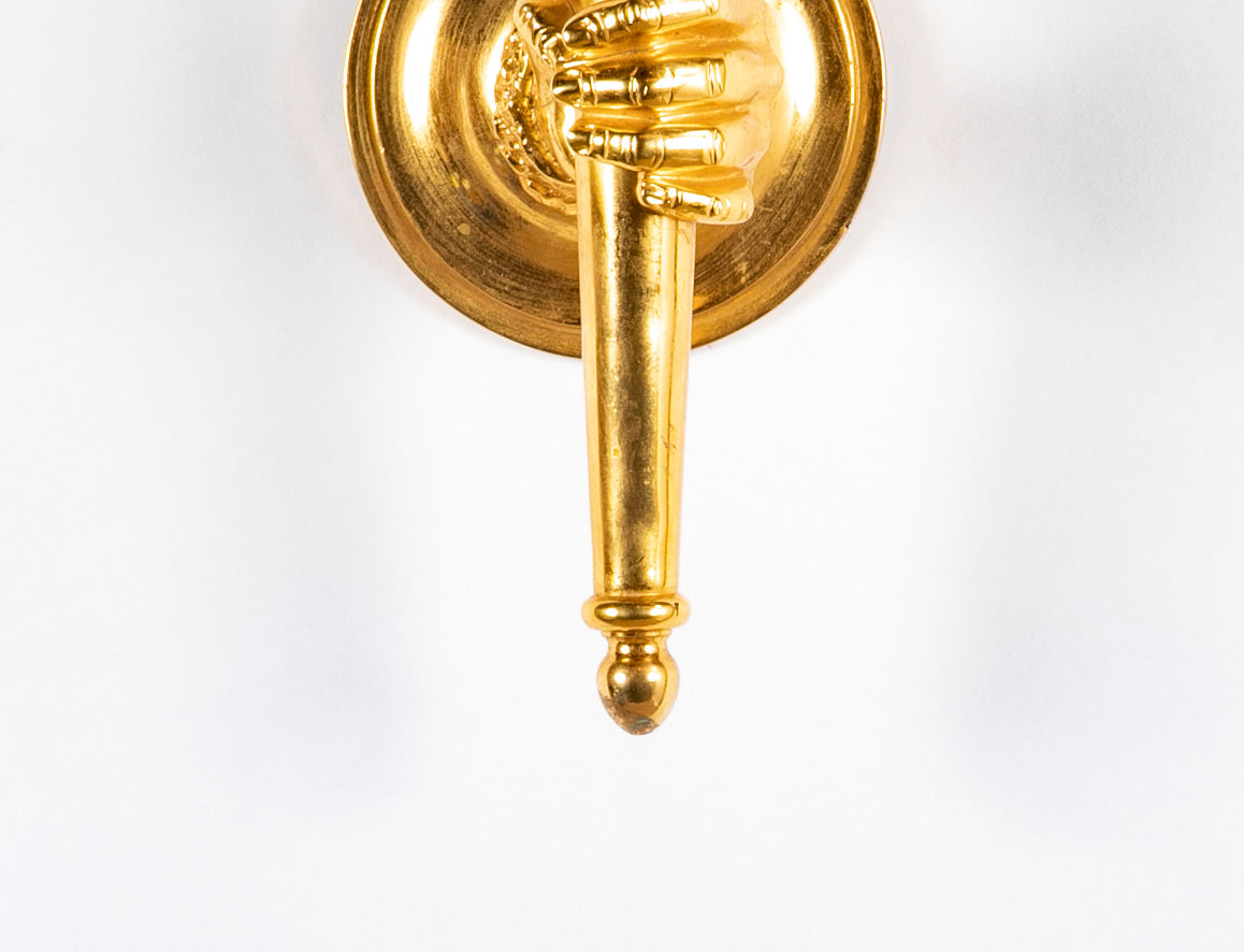 A Pair of Gilt Bronze Sconces in the Style of Andre Arbus