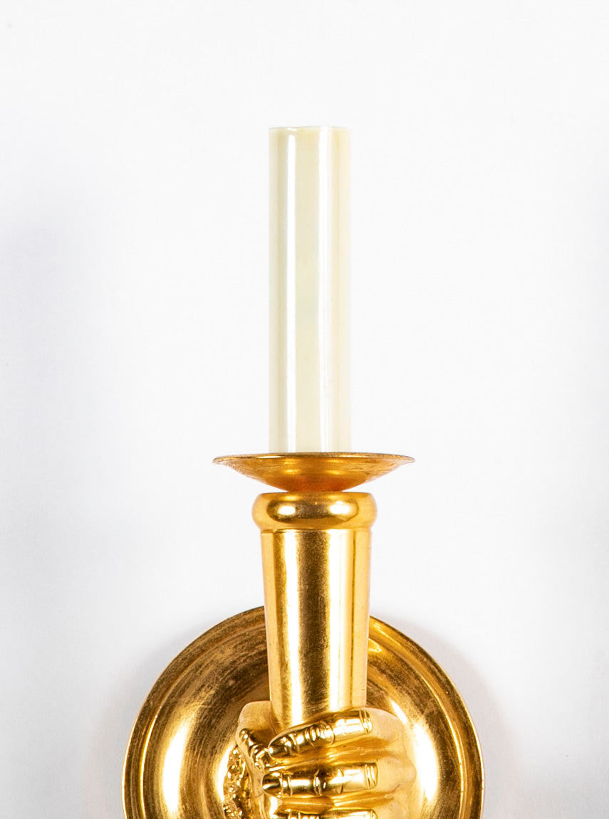 A Pair of Gilt Bronze Sconces in the Style of Andre Arbus