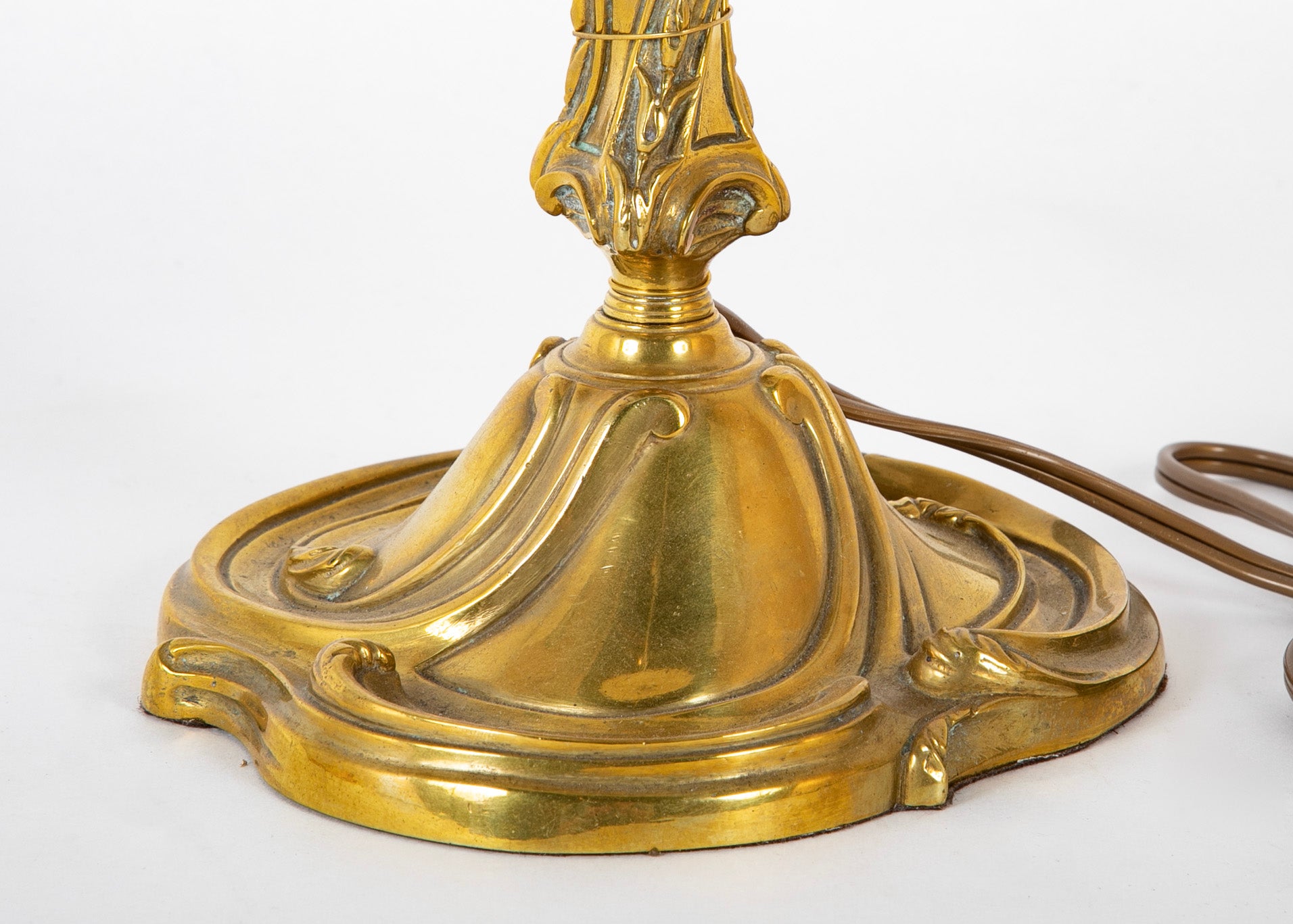 Pair of Gilt Bronze Rococo Style Candlesticks now Lamps