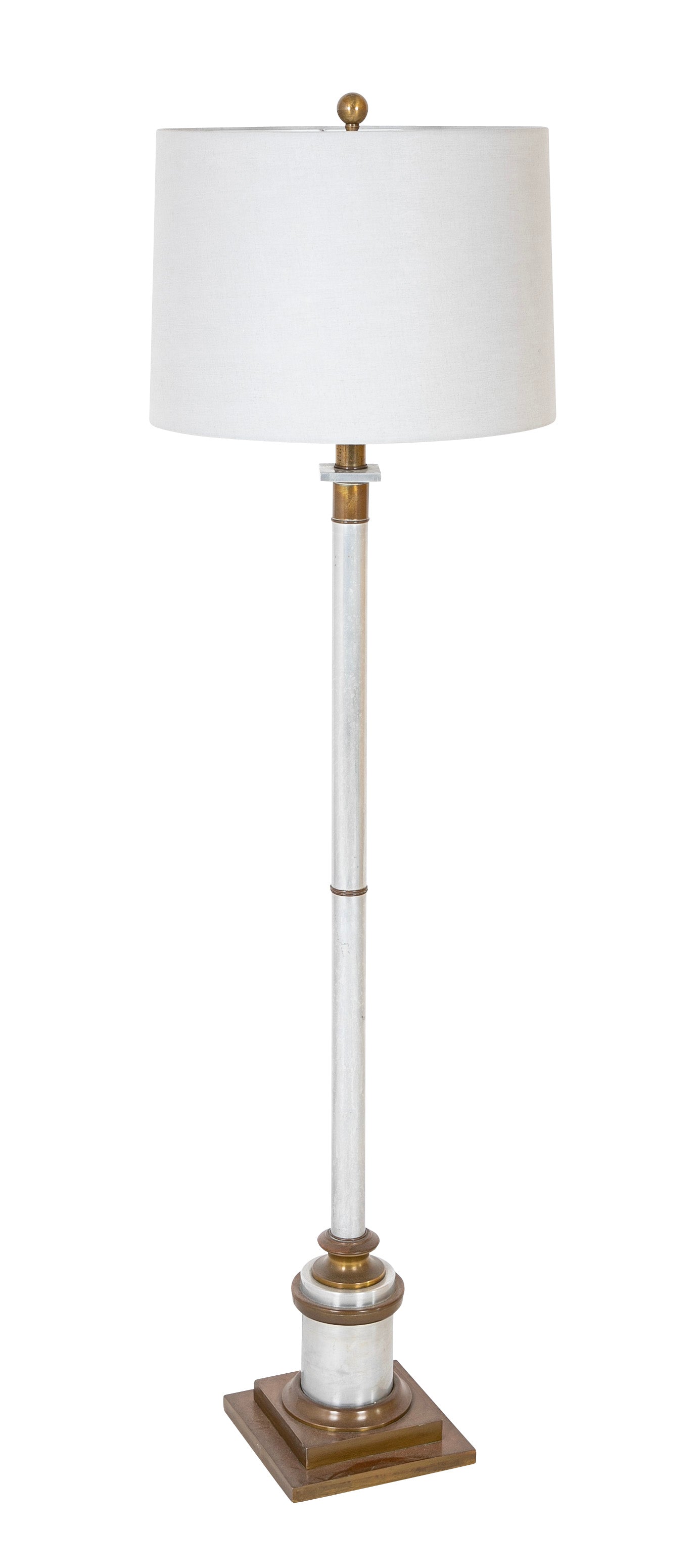 A Mid-Century Brass & Polished Metal Floor Lamp