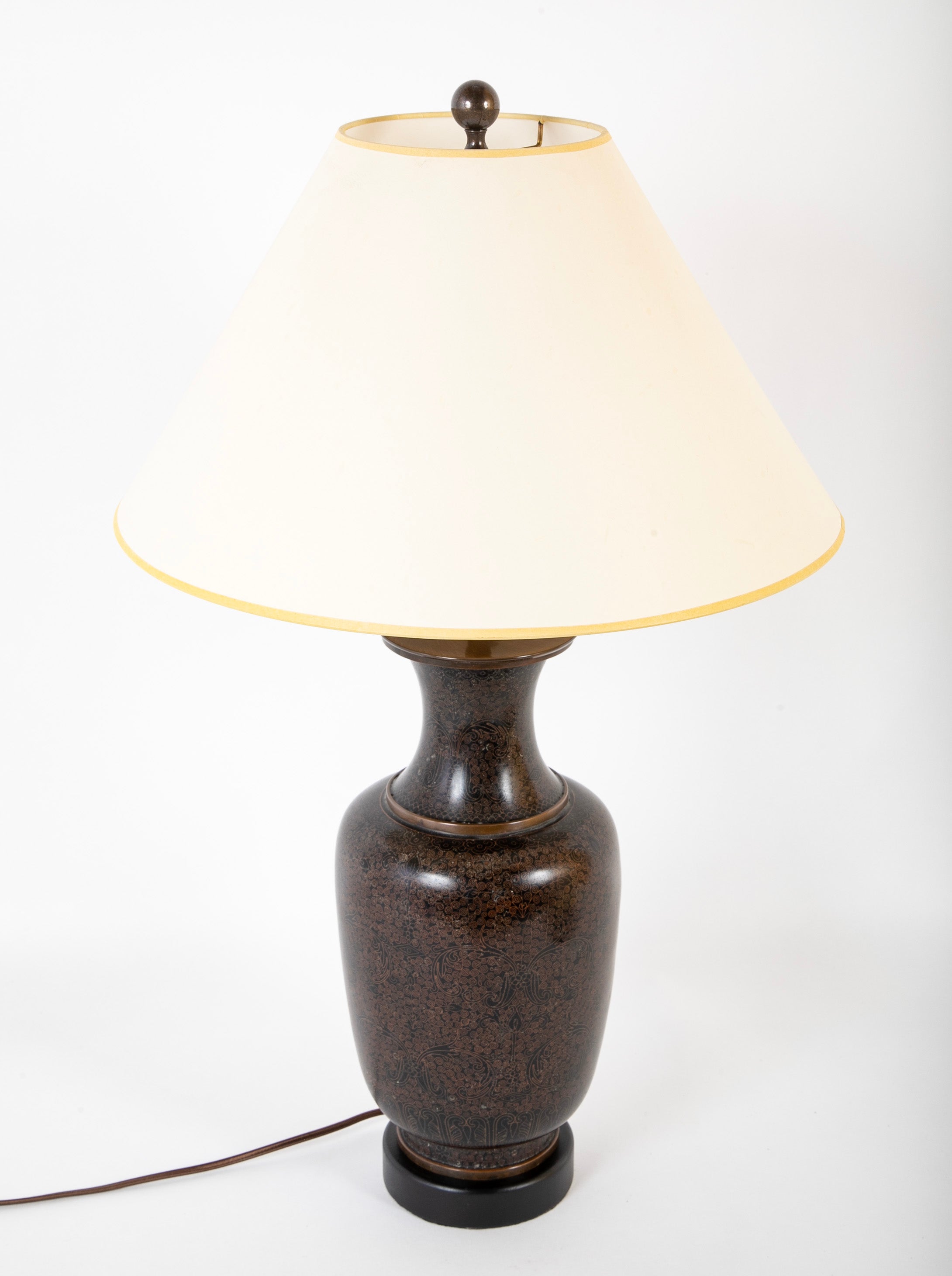 A Japanese Cloisonne Copper on Bronze Lamp