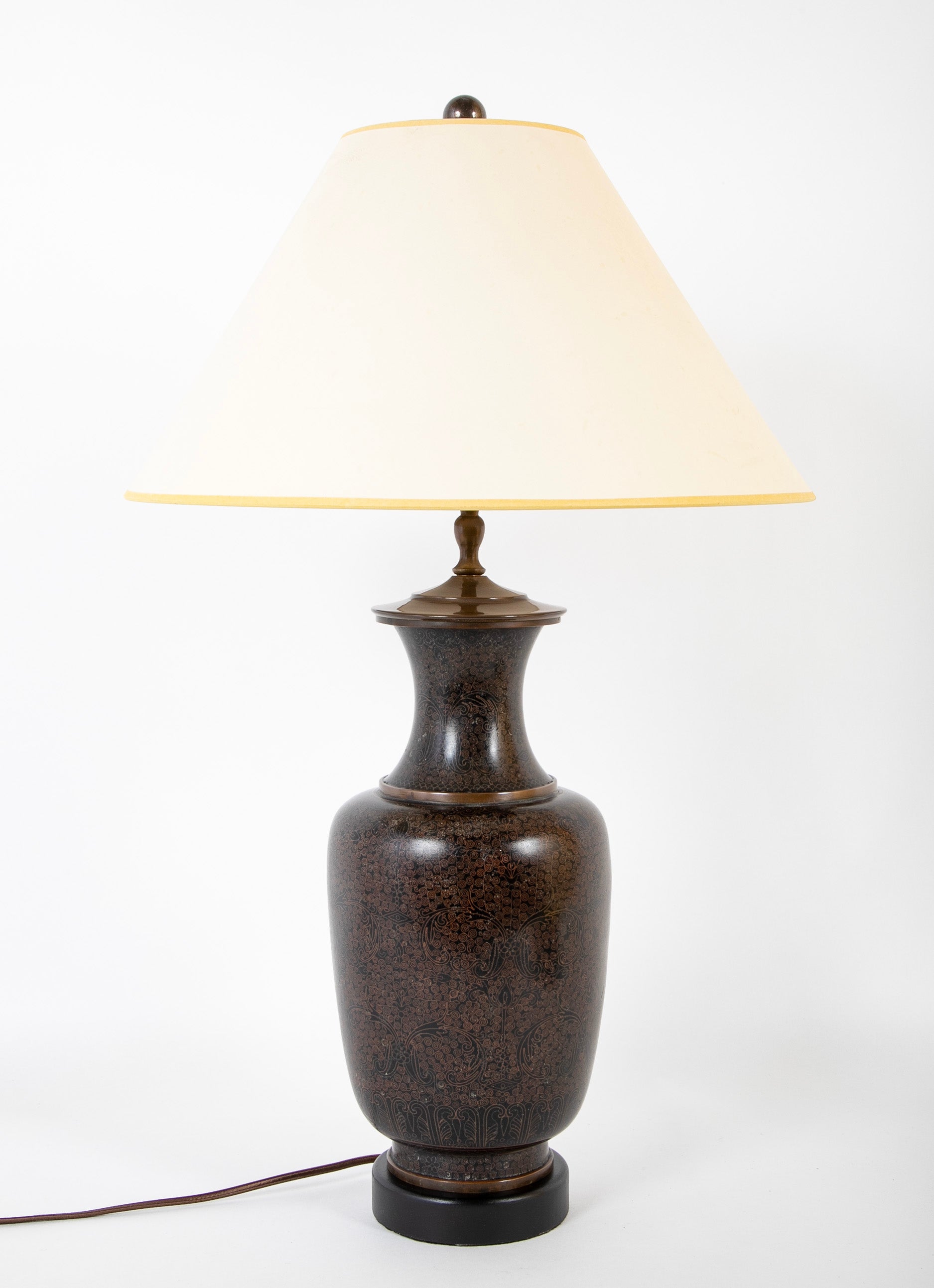 A Japanese Cloisonne Copper on Bronze Lamp