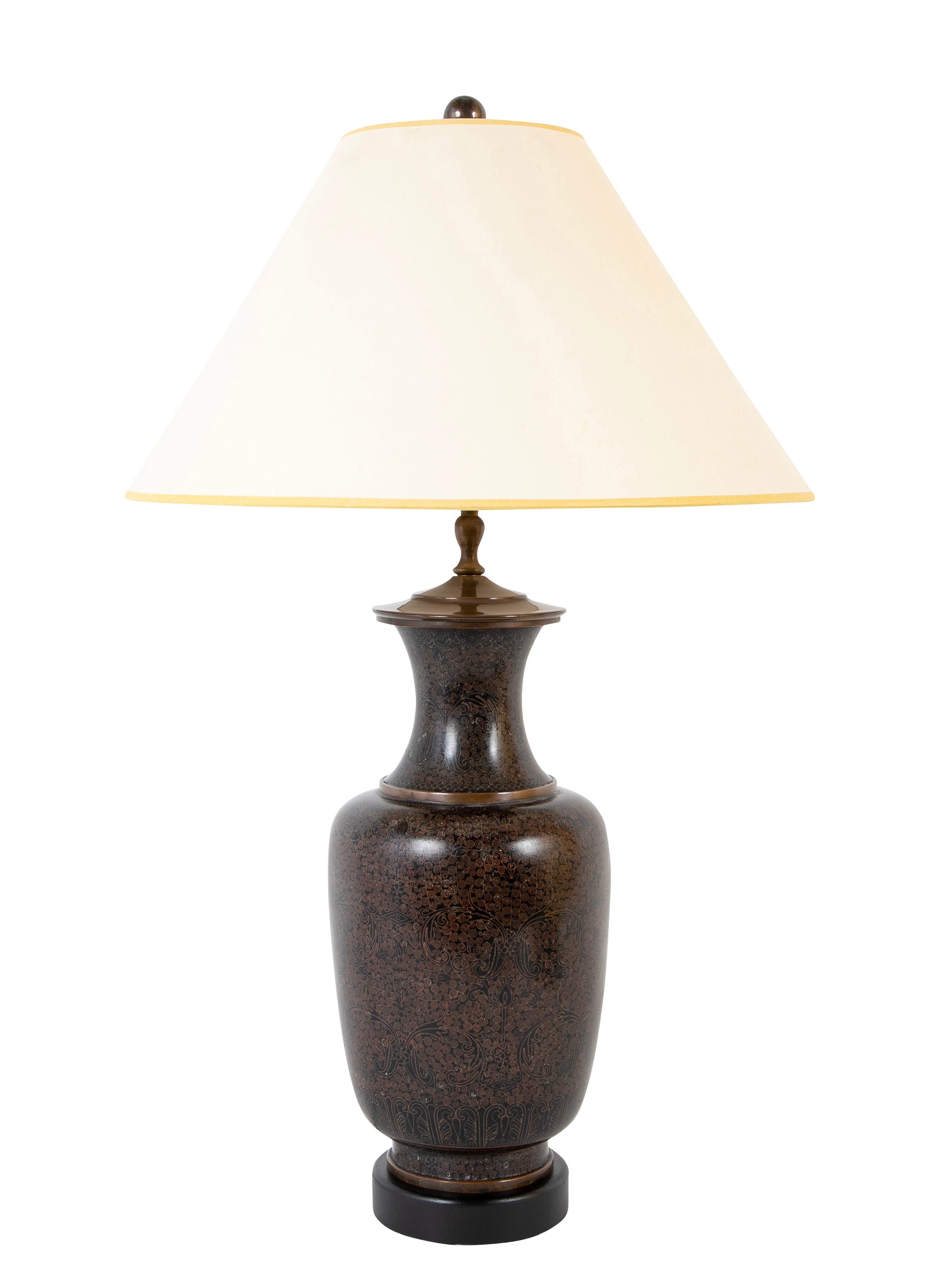 A Japanese Cloisonne Copper on Bronze Lamp