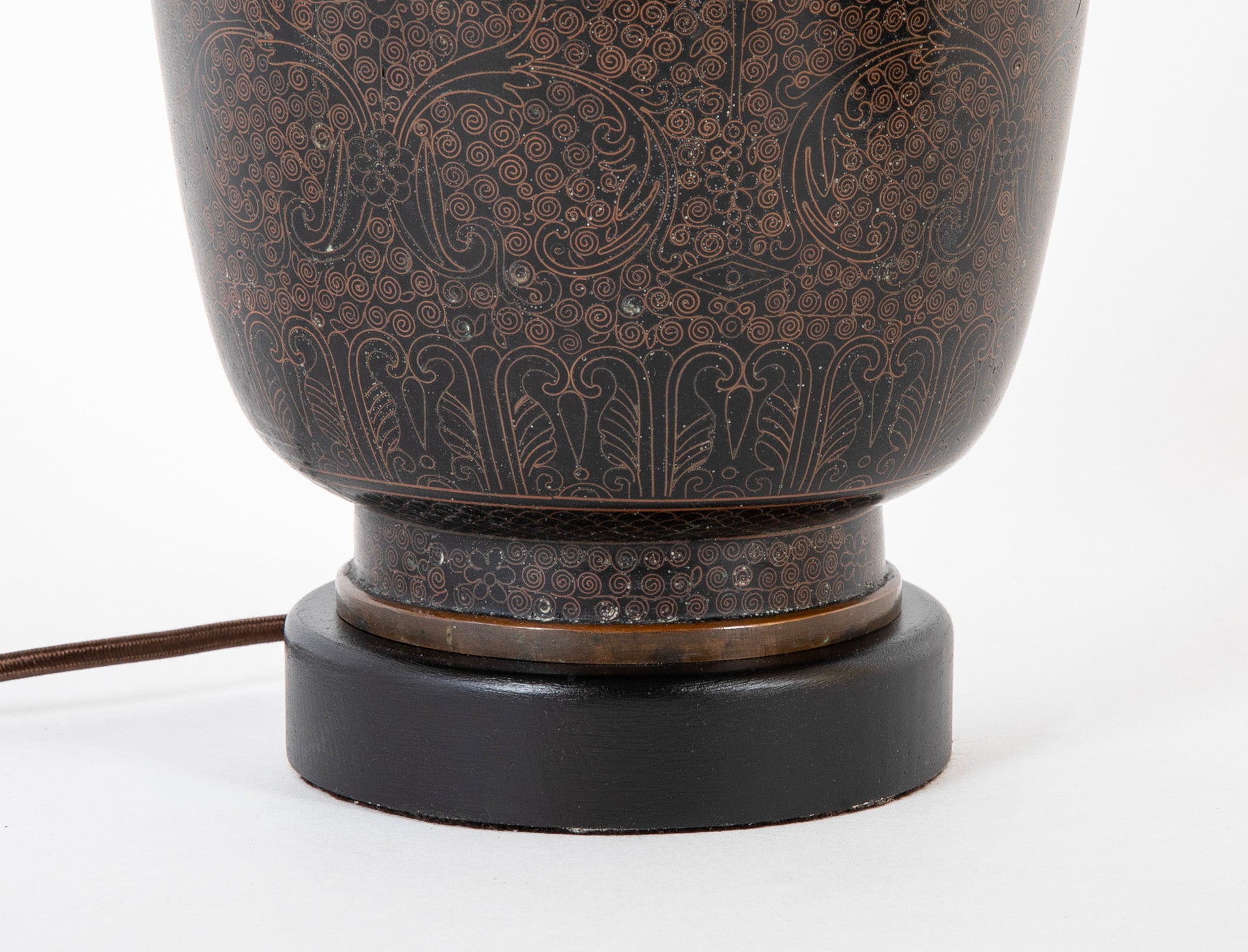 A Japanese Cloisonne Copper on Bronze Lamp