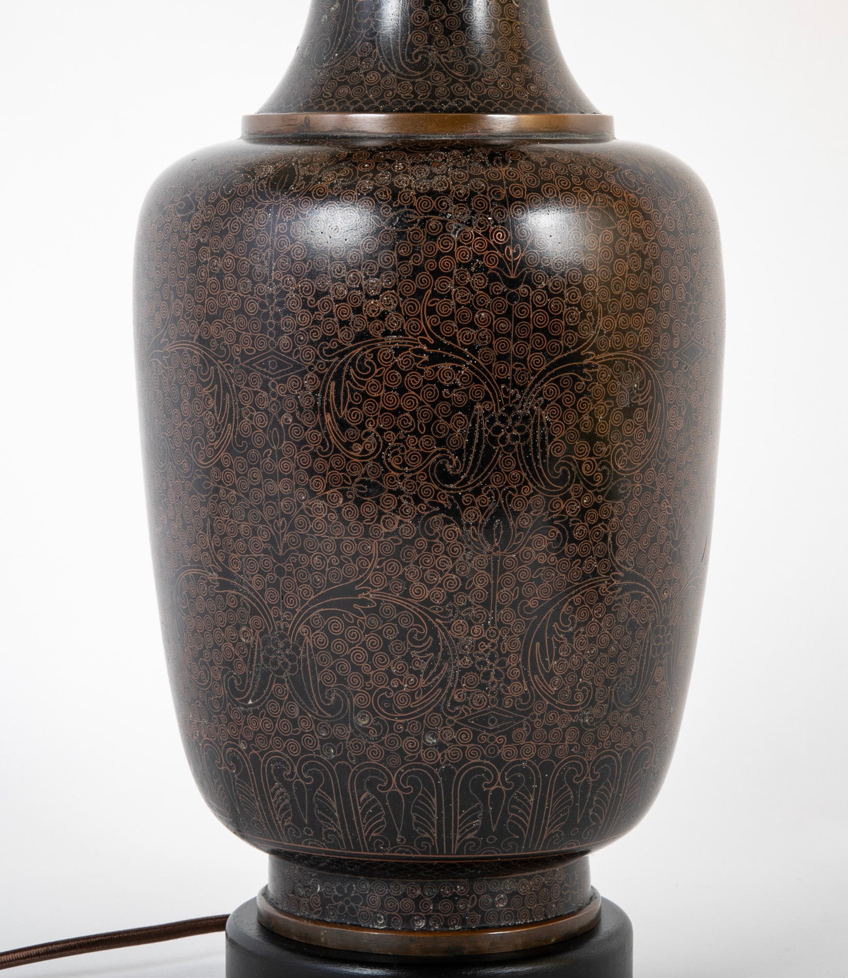 A Japanese Cloisonne Copper on Bronze Lamp
