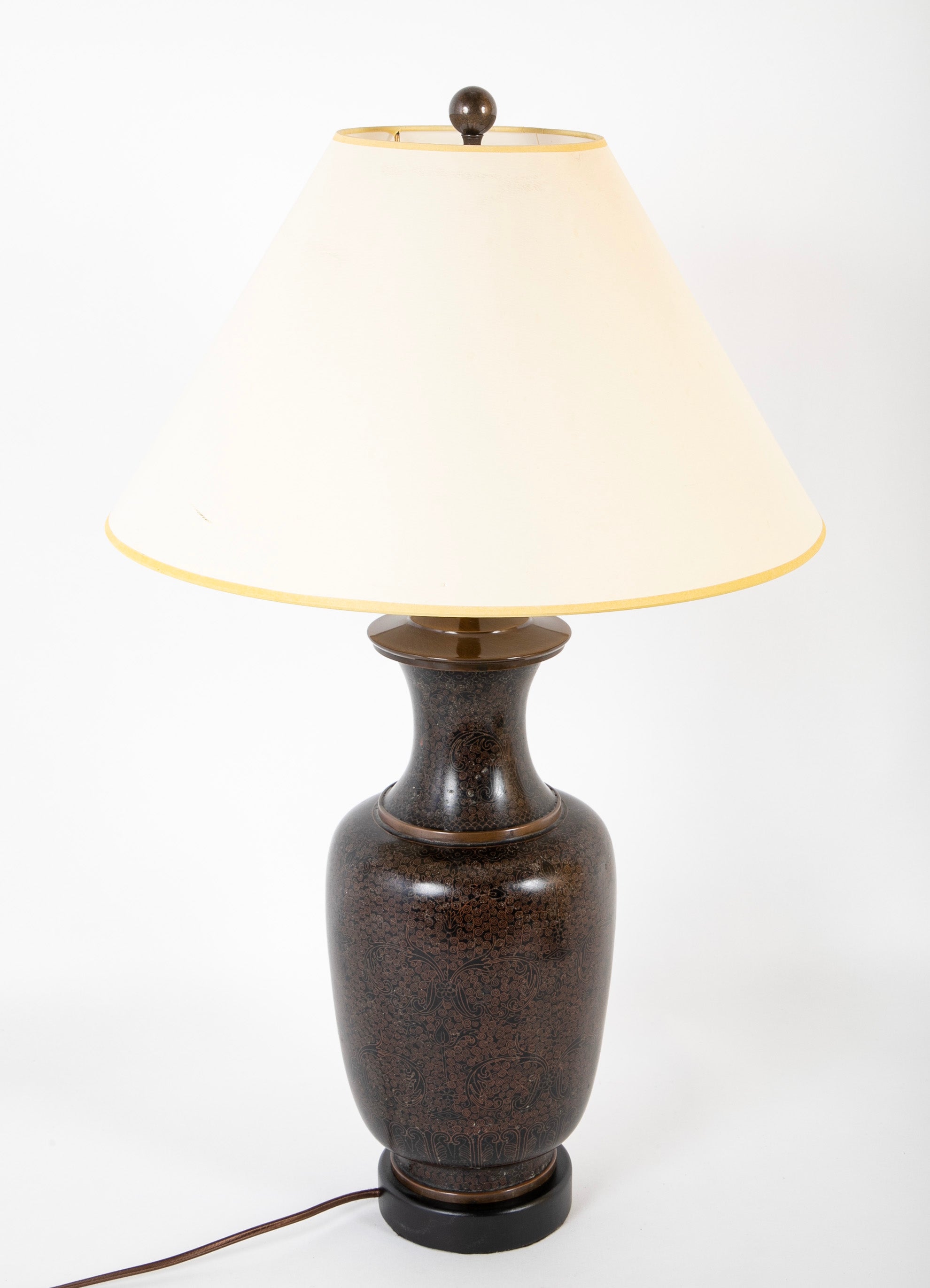 A Japanese Cloisonne Copper on Bronze Lamp