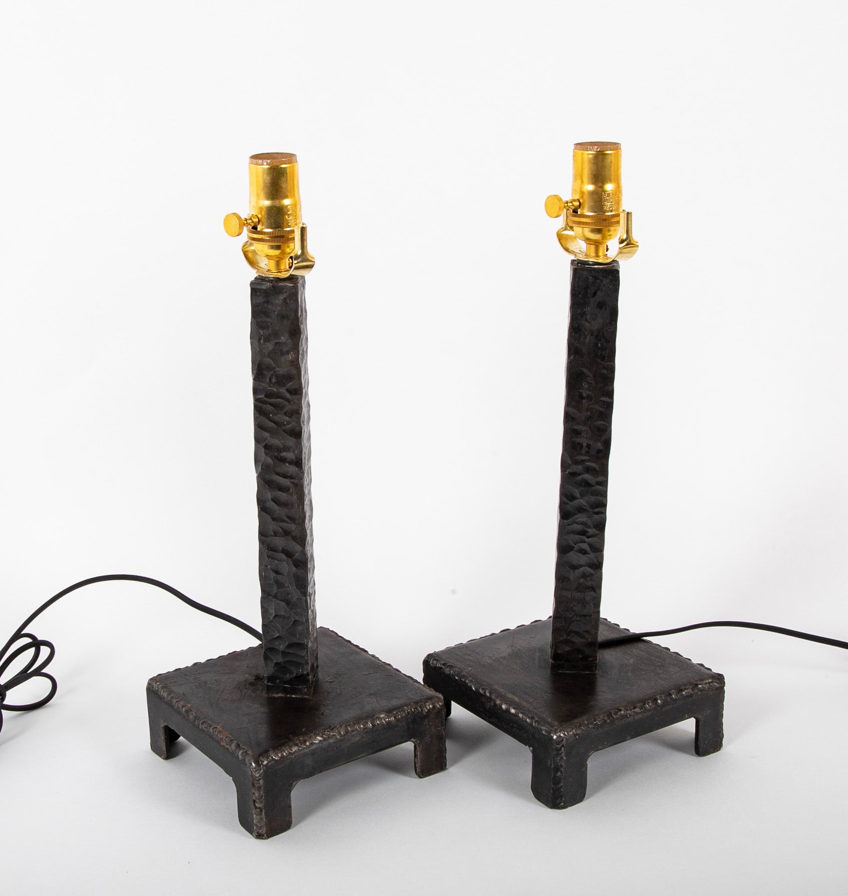 Pair of Brutalist Candlesticks as Lamps