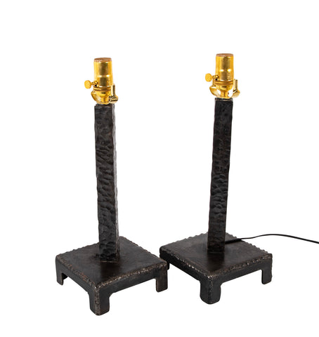 Pair of Brutalist Candlesticks as Lamps