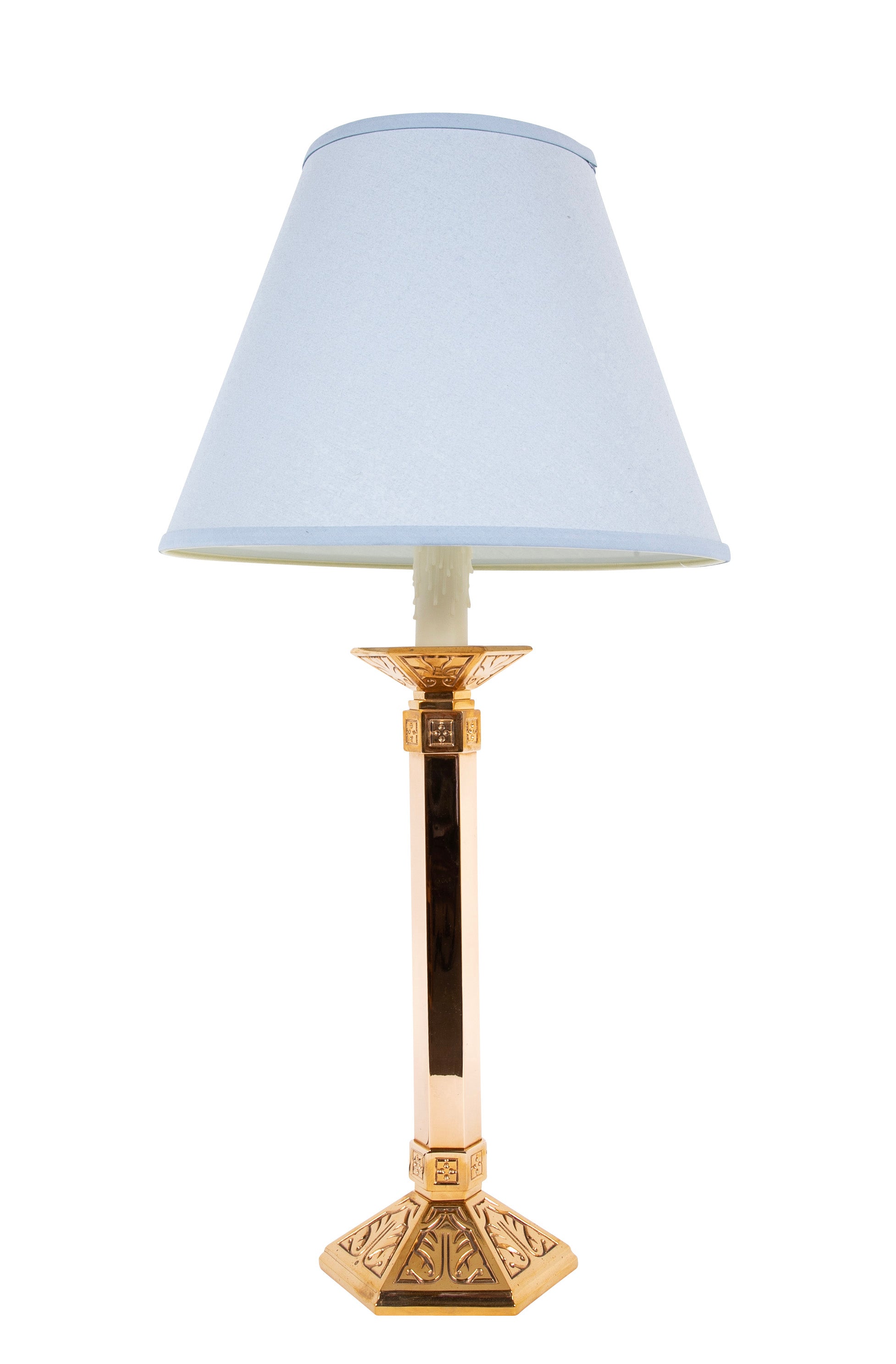 Solid Polished Brass Hexagonal Candlestick Now a Lamp Six Available