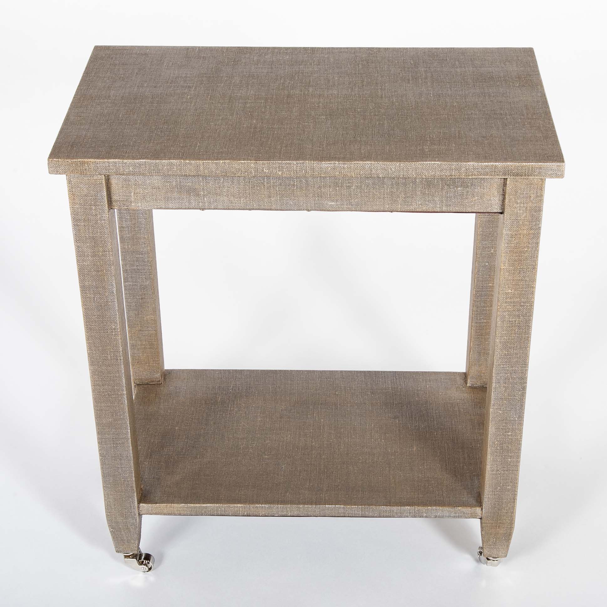 Mid-Century 2 Tier Linen Wrapped Table - Possibly Karl Springer