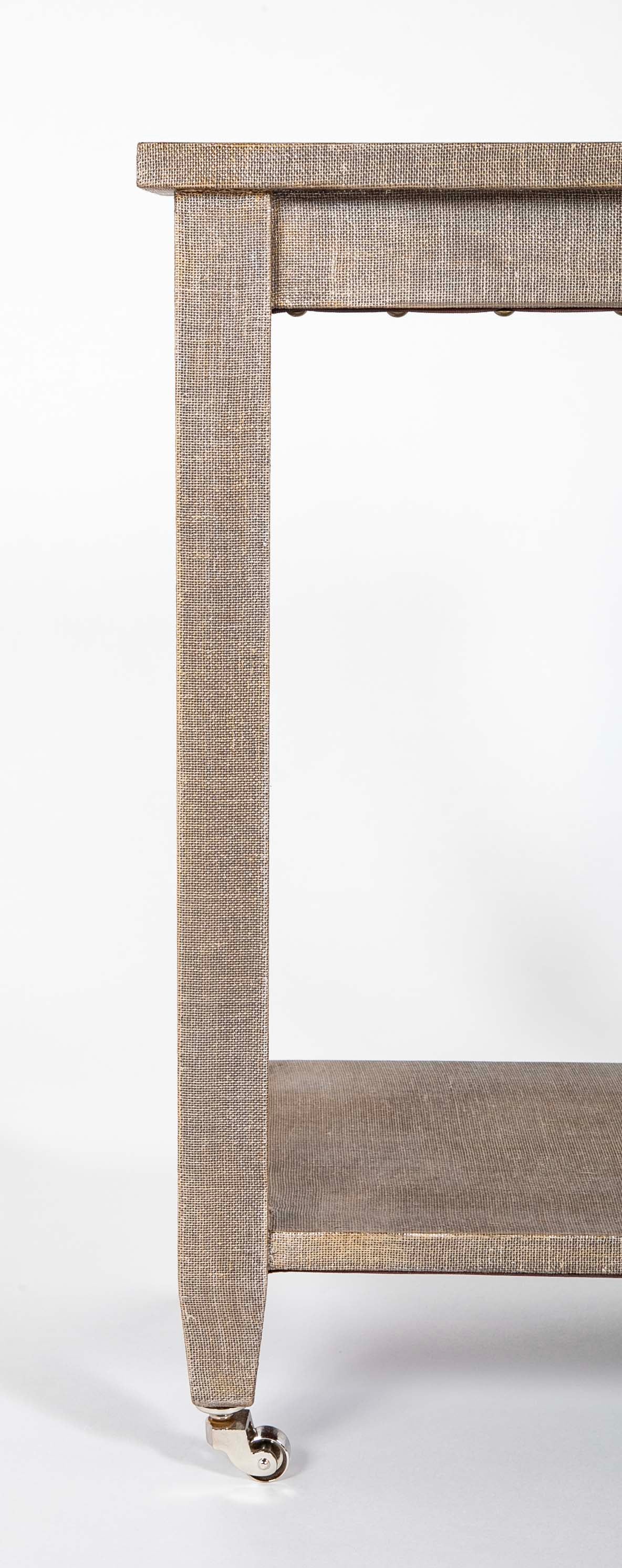 Mid-Century 2 Tier Linen Wrapped Table - Possibly Karl Springer