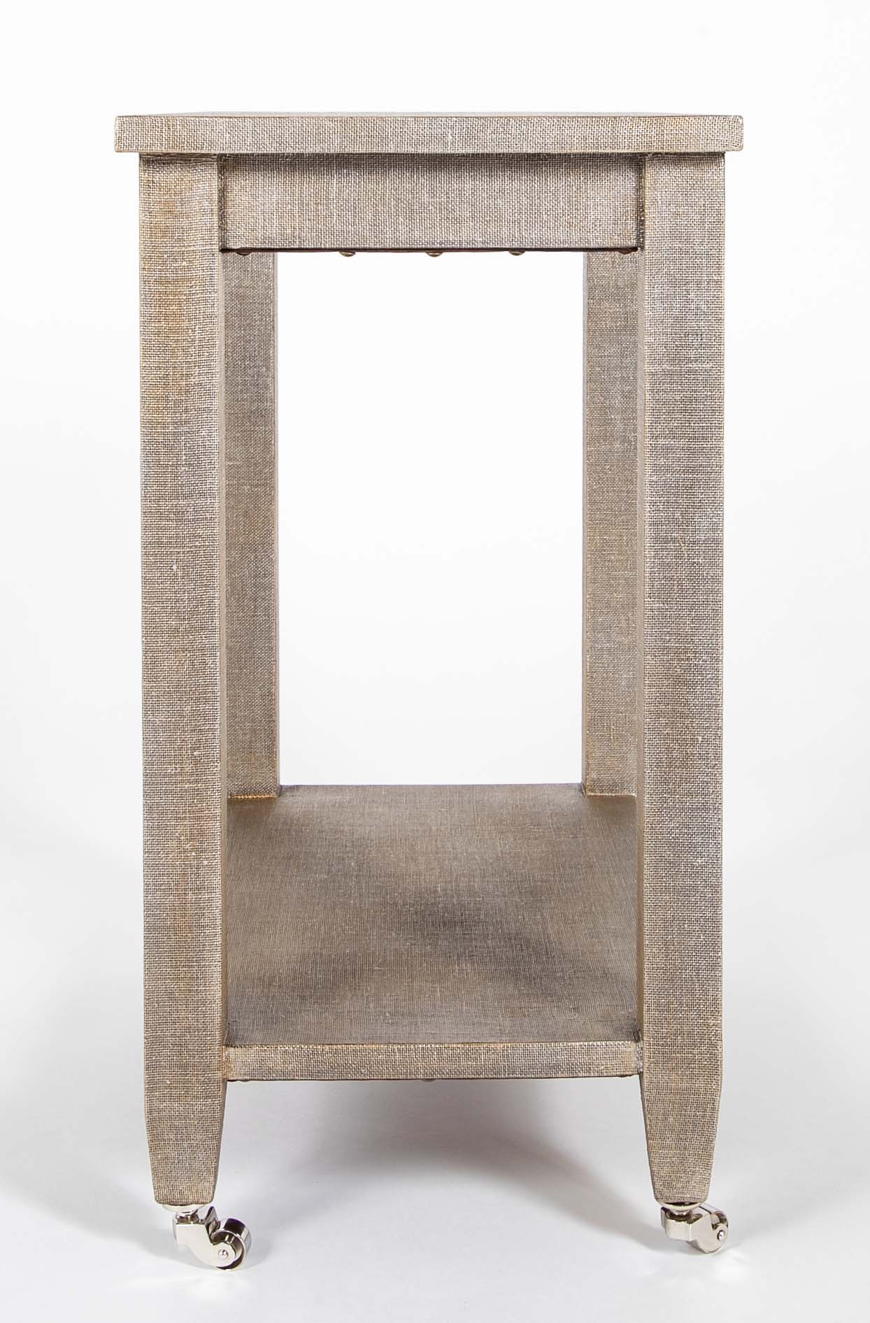 Mid-Century 2 Tier Linen Wrapped Table - Possibly Karl Springer
