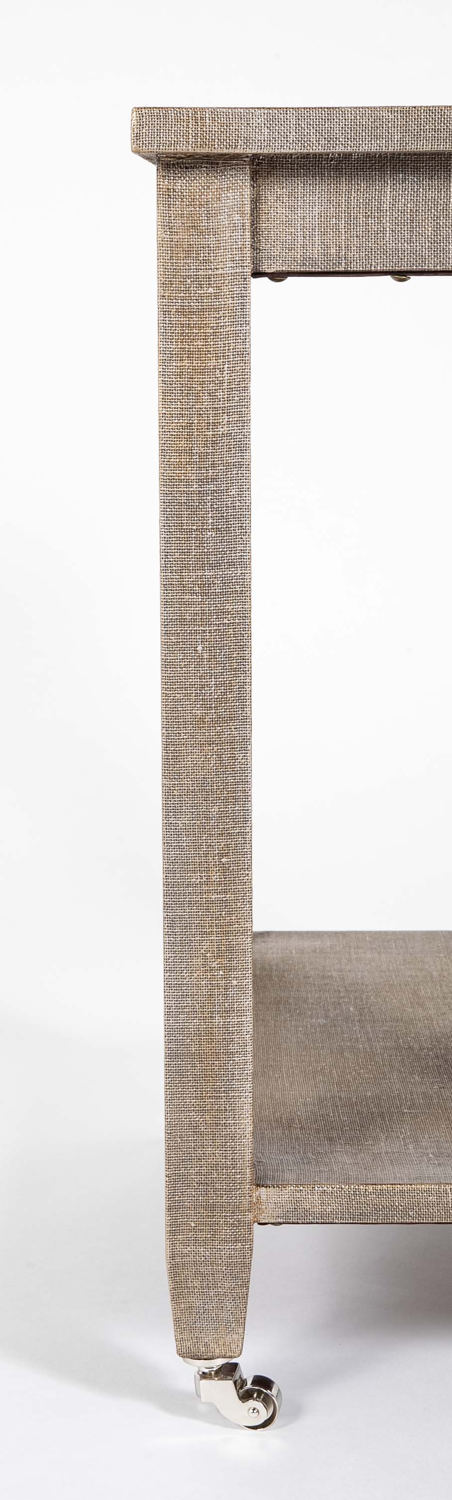 Mid-Century 2 Tier Linen Wrapped Table - Possibly Karl Springer