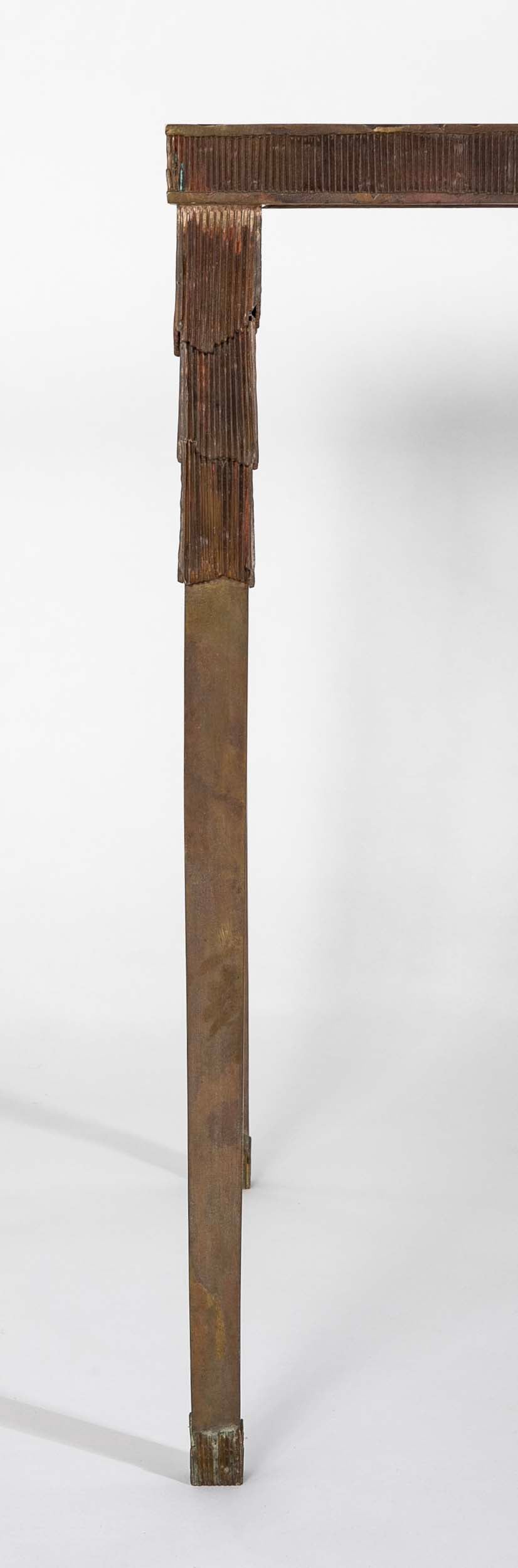 Louis Cane Patinated Bronze, Oak and Glass "Classic" Table
