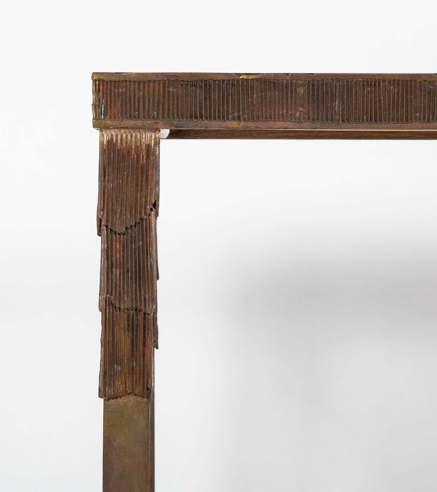 Louis Cane Patinated Bronze, Oak and Glass "Classic" Table