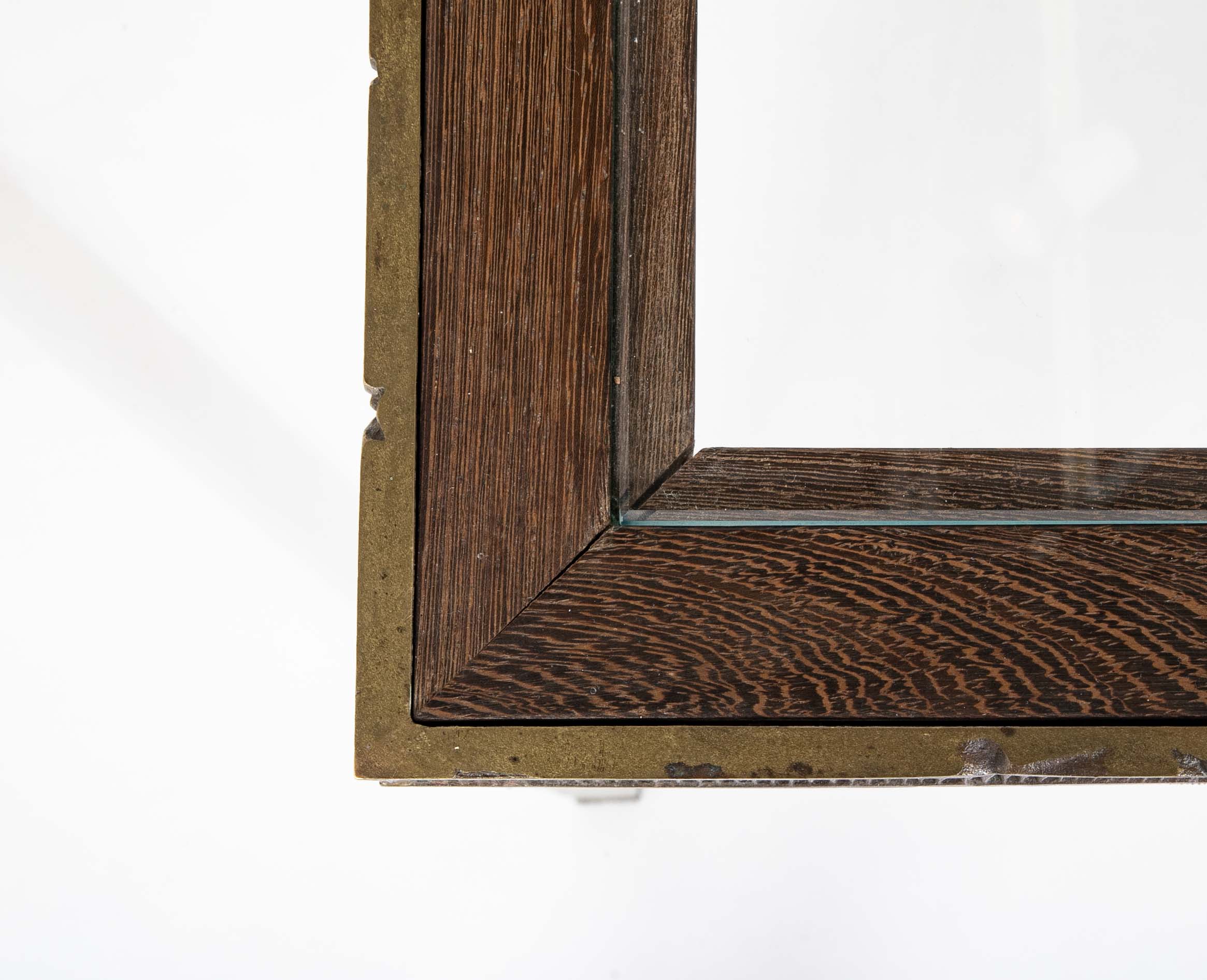 Louis Cane Patinated Bronze, Oak and Glass "Classic" Table