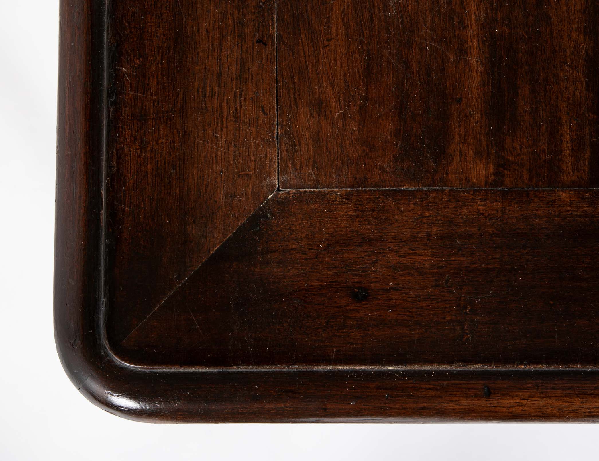Louis XV Games Table with Four Drawers in Walnut with Cabriole Covered Legs