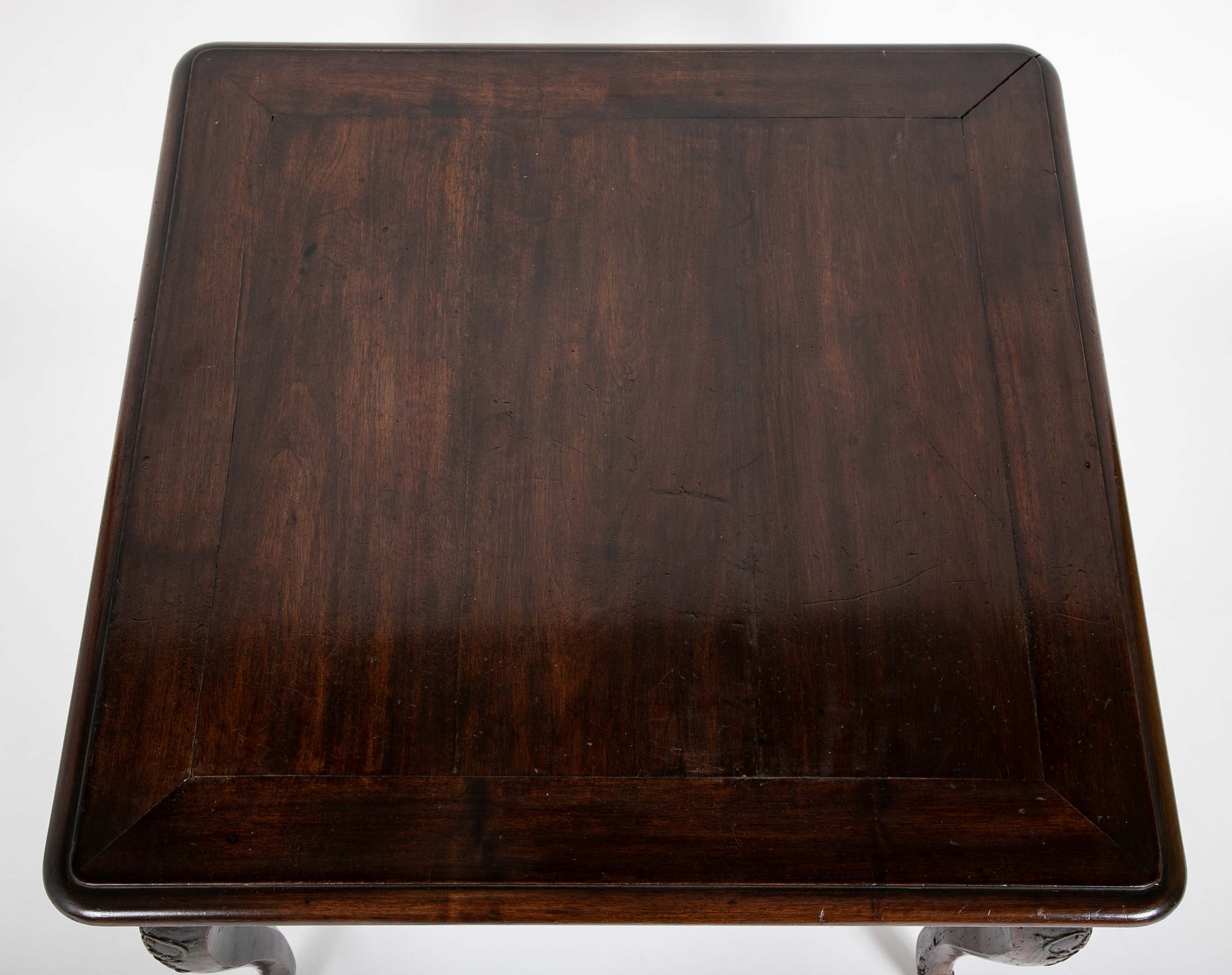 Louis XV Games Table with Four Drawers in Walnut with Cabriole Covered Legs