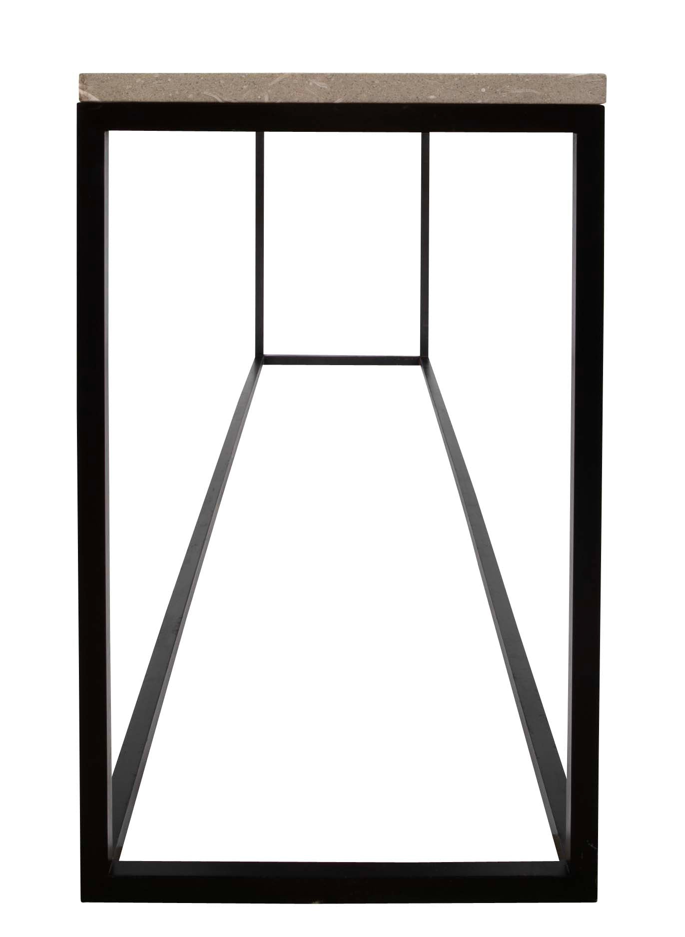 Contemporary American Steel Console Table with Fossilized Stone Top