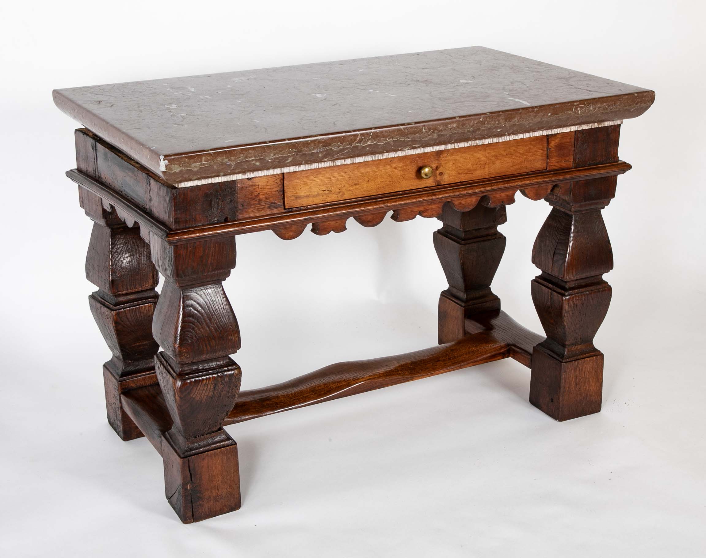 Oland Stone Top on Oak Wood Table Base