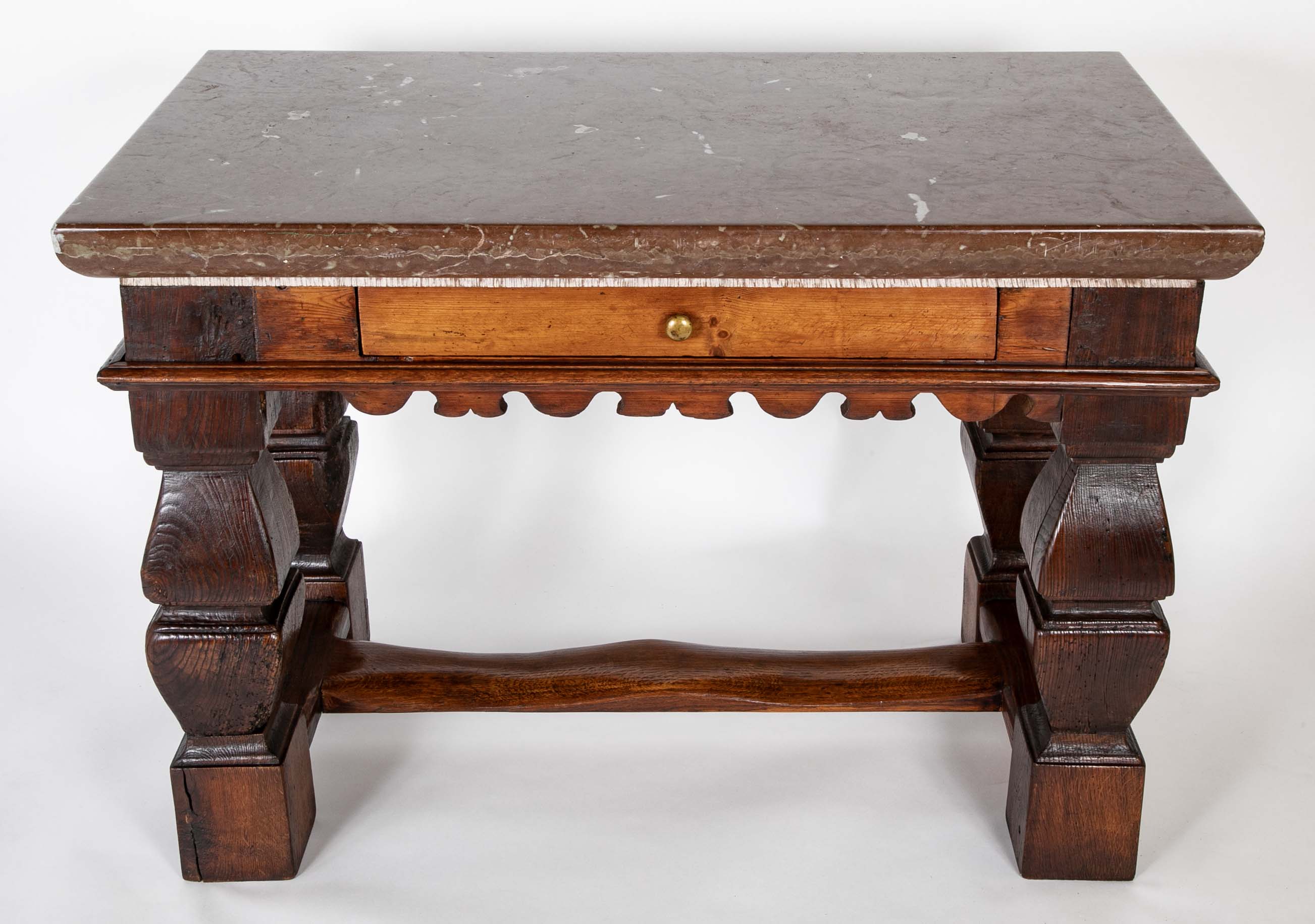 Oland Stone Top on Oak Wood Table Base
