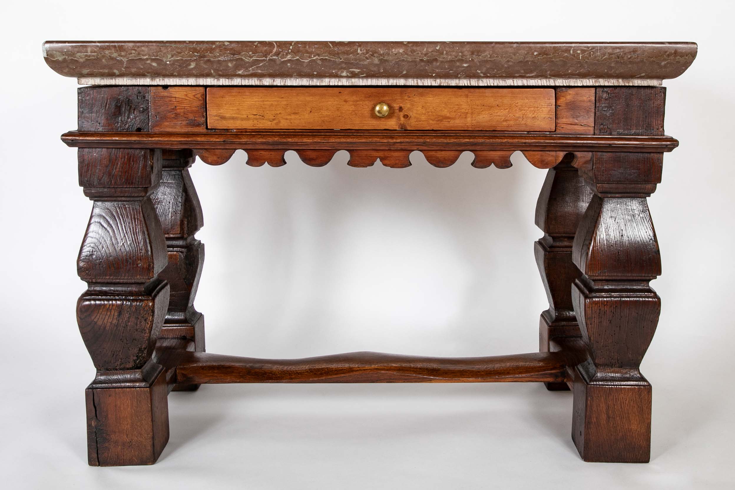 Oland Stone Top on Oak Wood Table Base