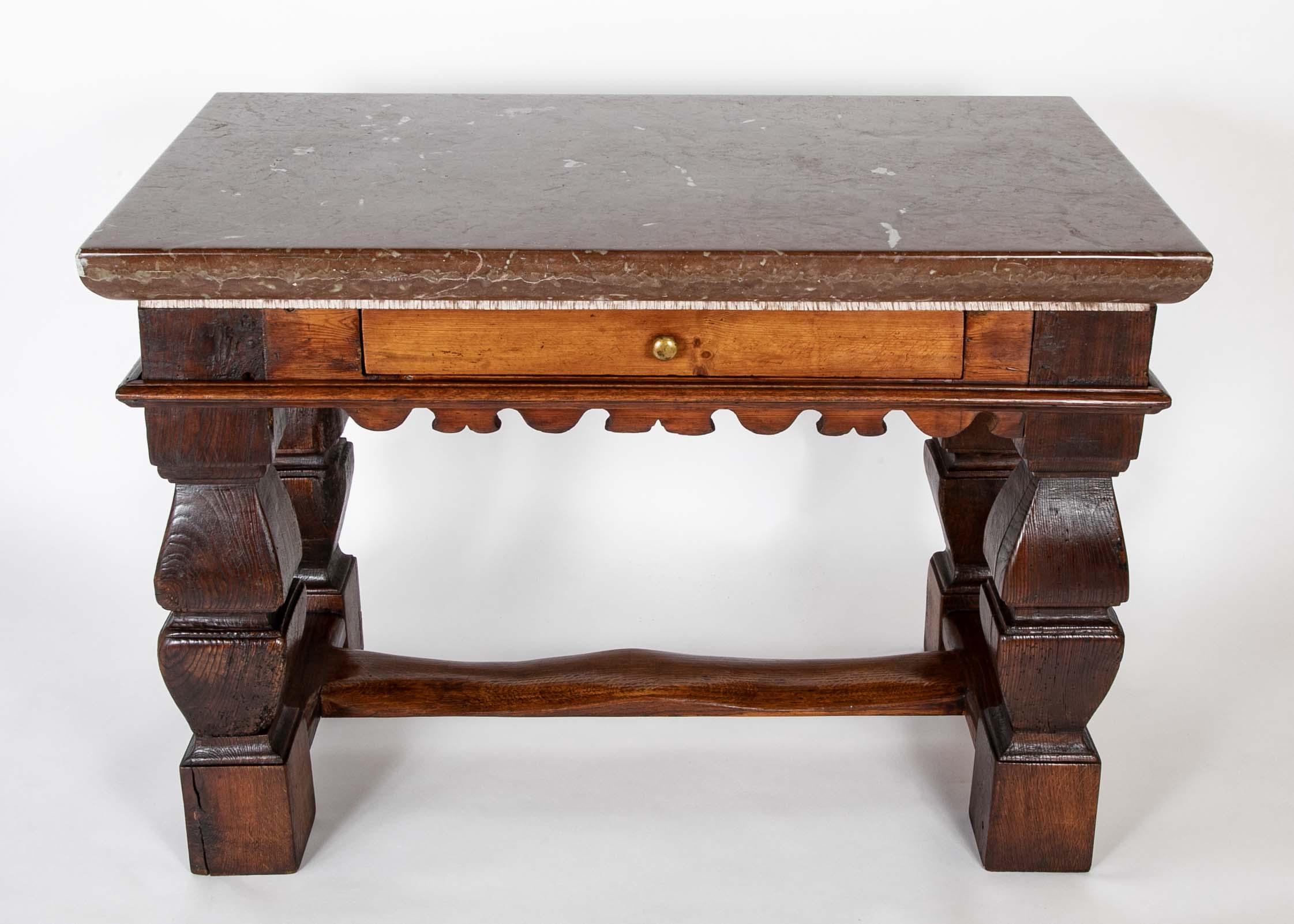 Oland Stone Top on Oak Wood Table Base