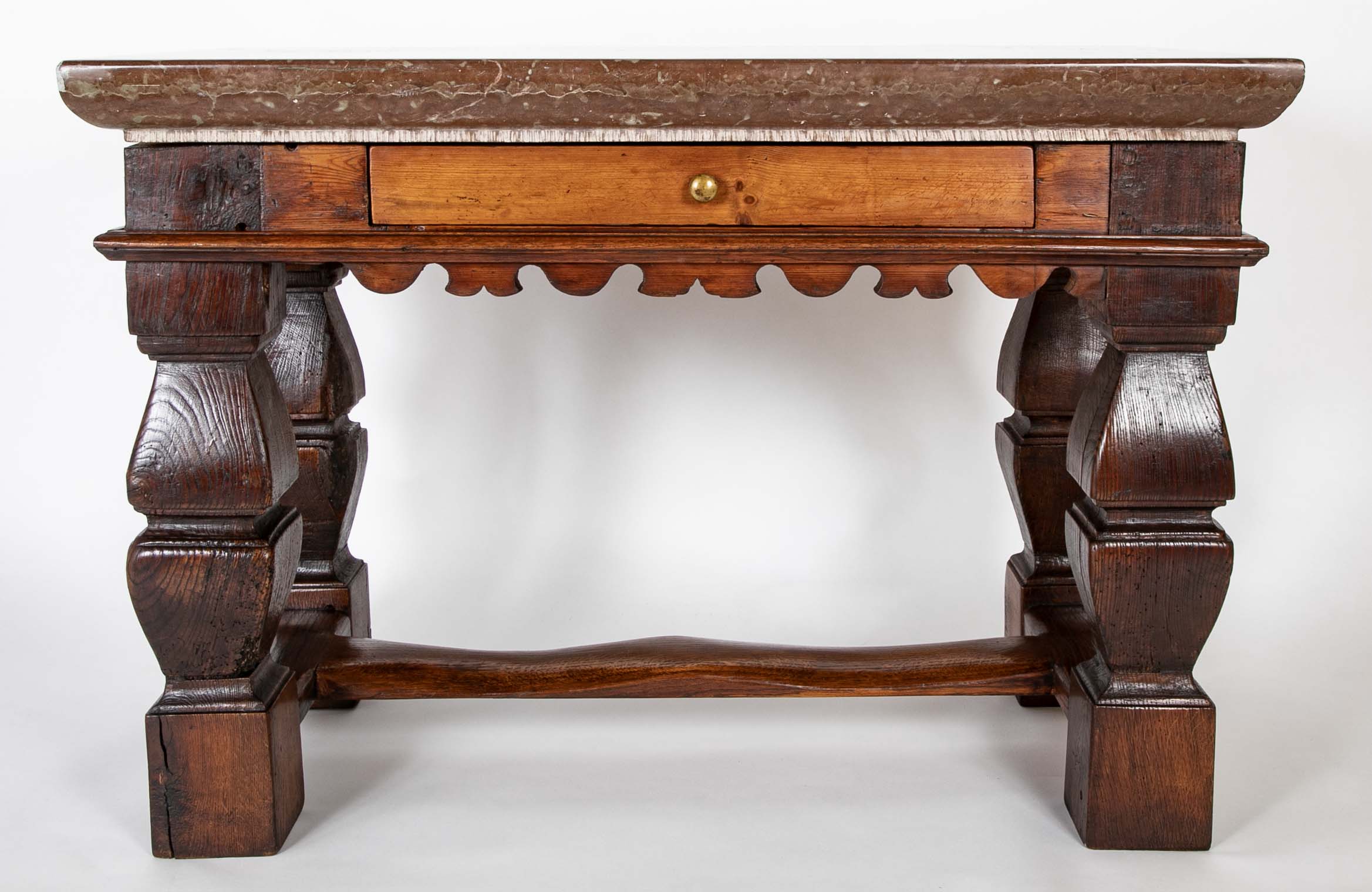 Oland Stone Top on Oak Wood Table Base