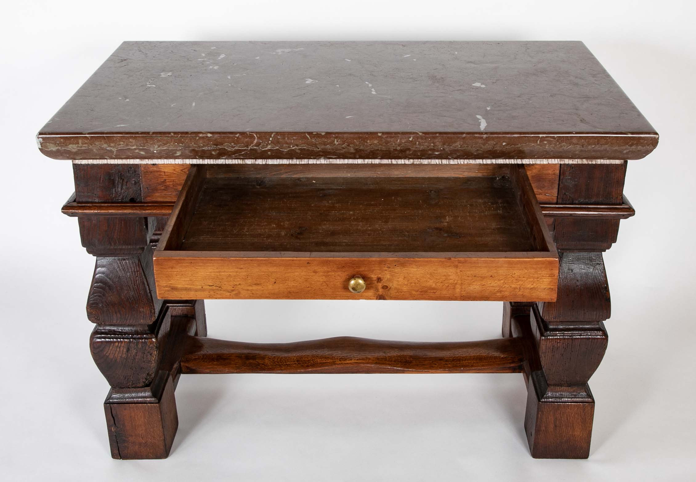 Oland Stone Top on Oak Wood Table Base