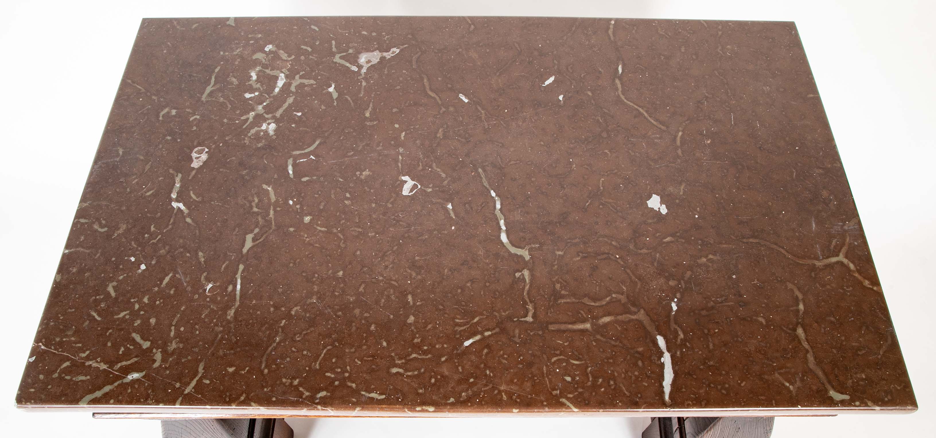 Oland Stone Top on Oak Wood Table Base