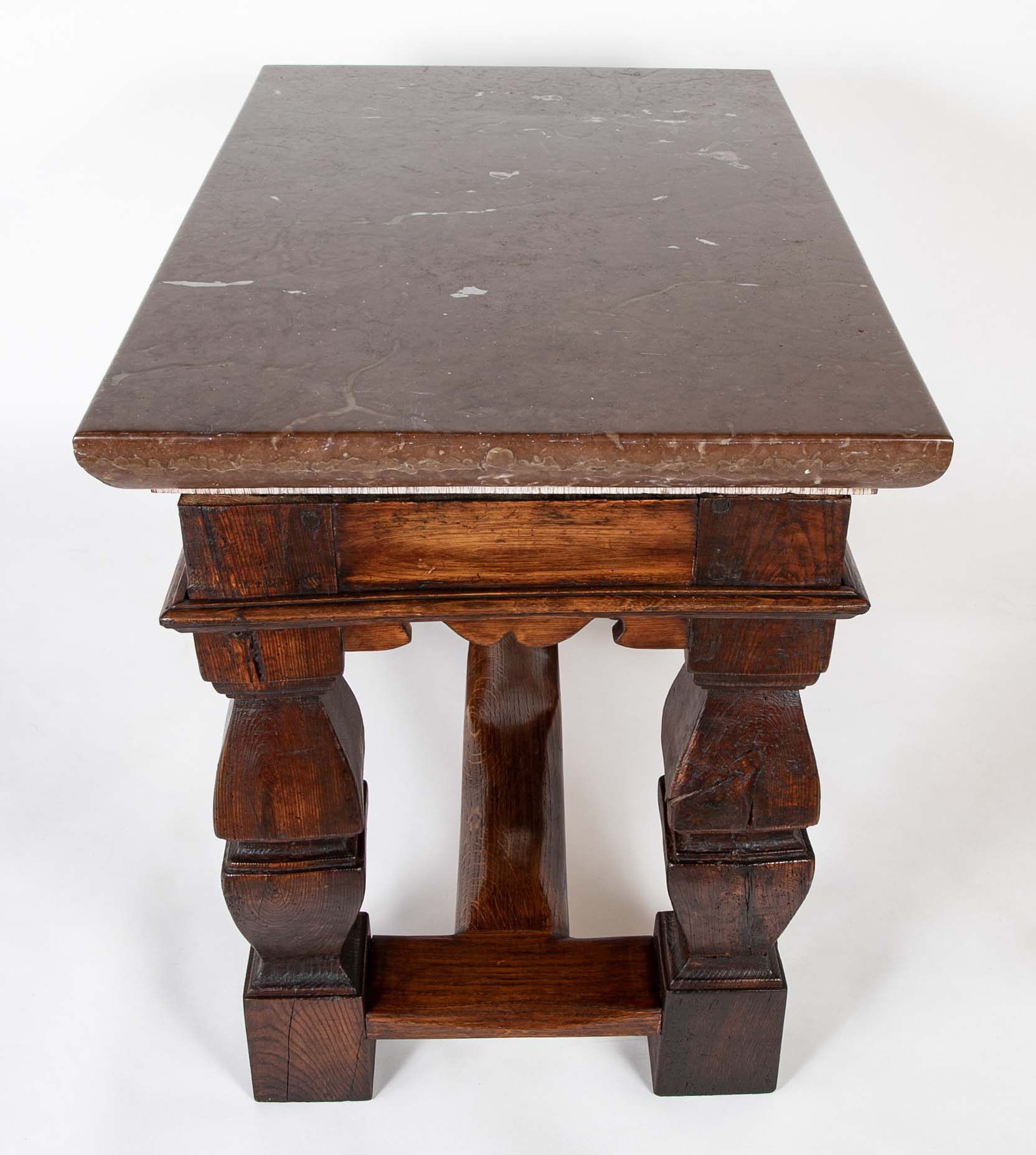 Oland Stone Top on Oak Wood Table Base