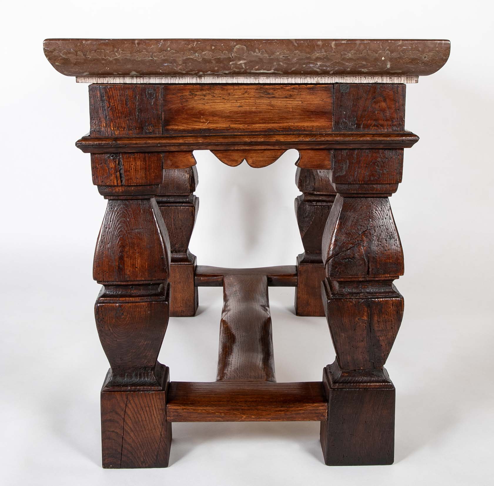 Oland Stone Top on Oak Wood Table Base