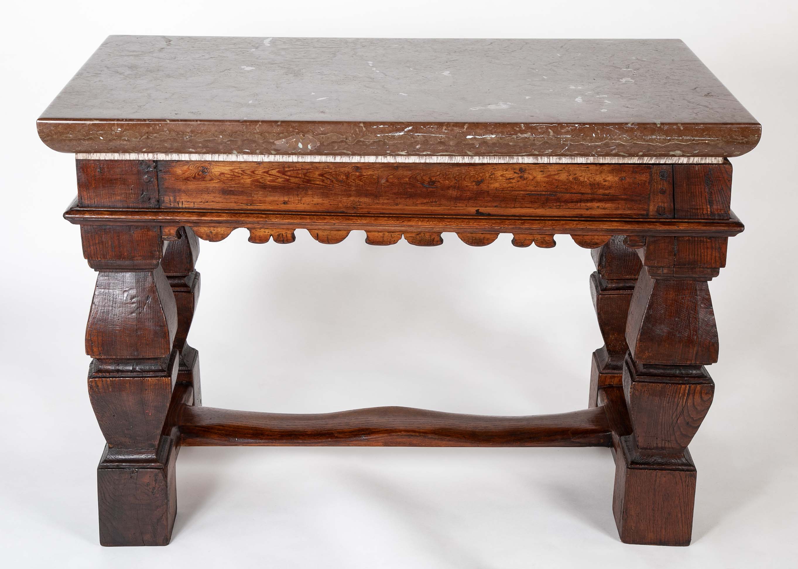 Oland Stone Top on Oak Wood Table Base