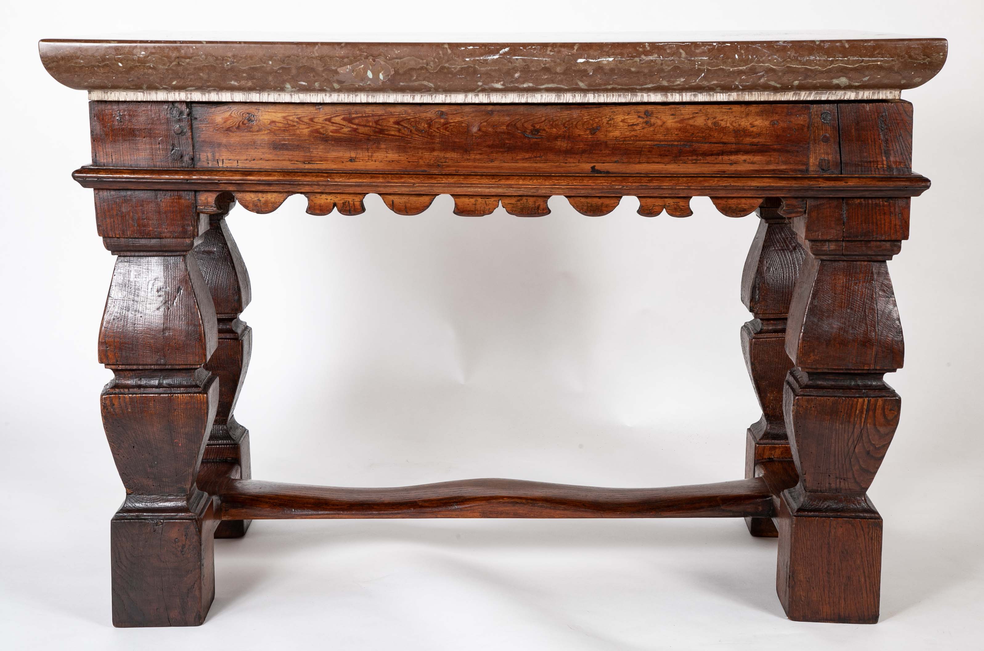Oland Stone Top on Oak Wood Table Base