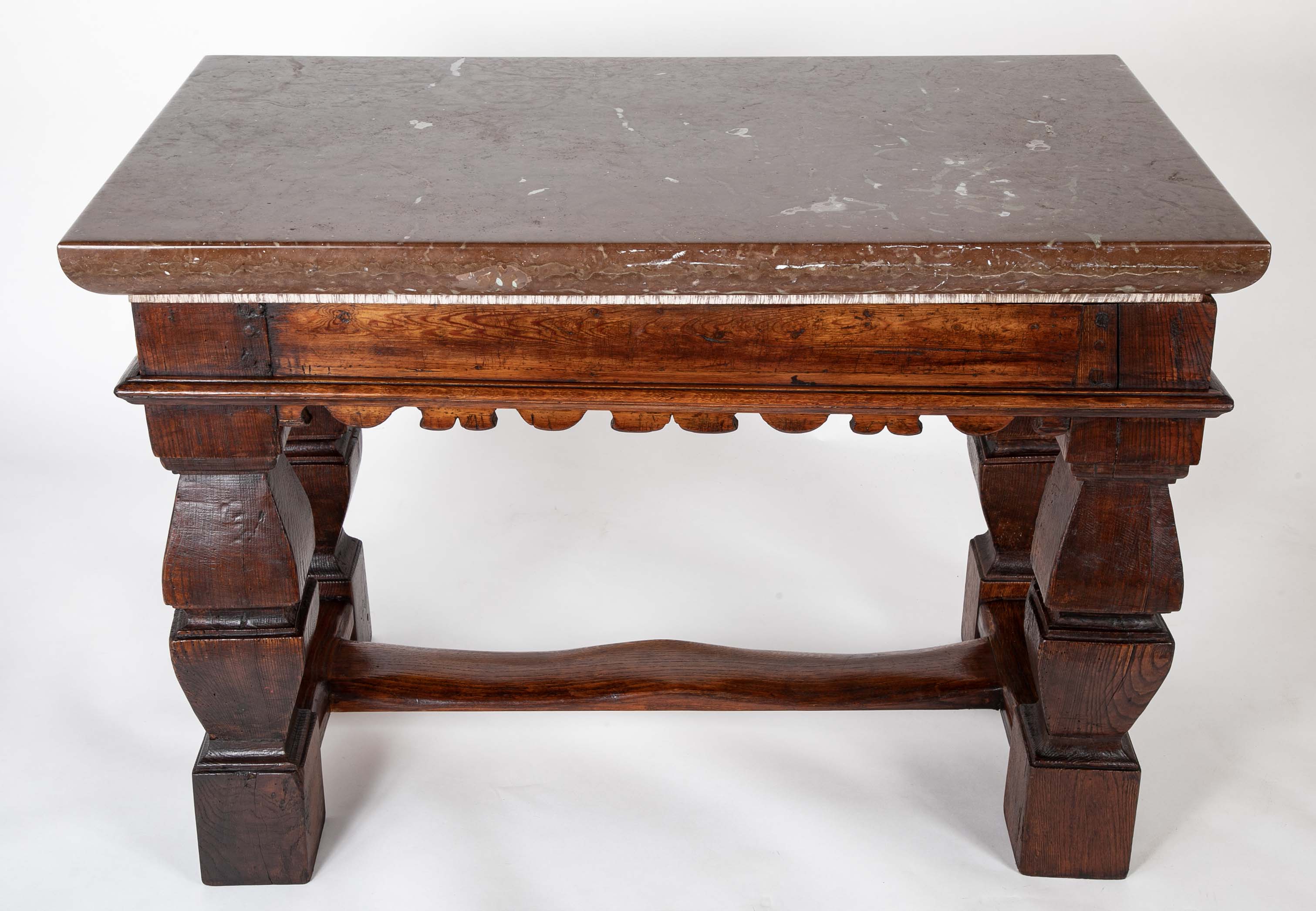 Oland Stone Top on Oak Wood Table Base
