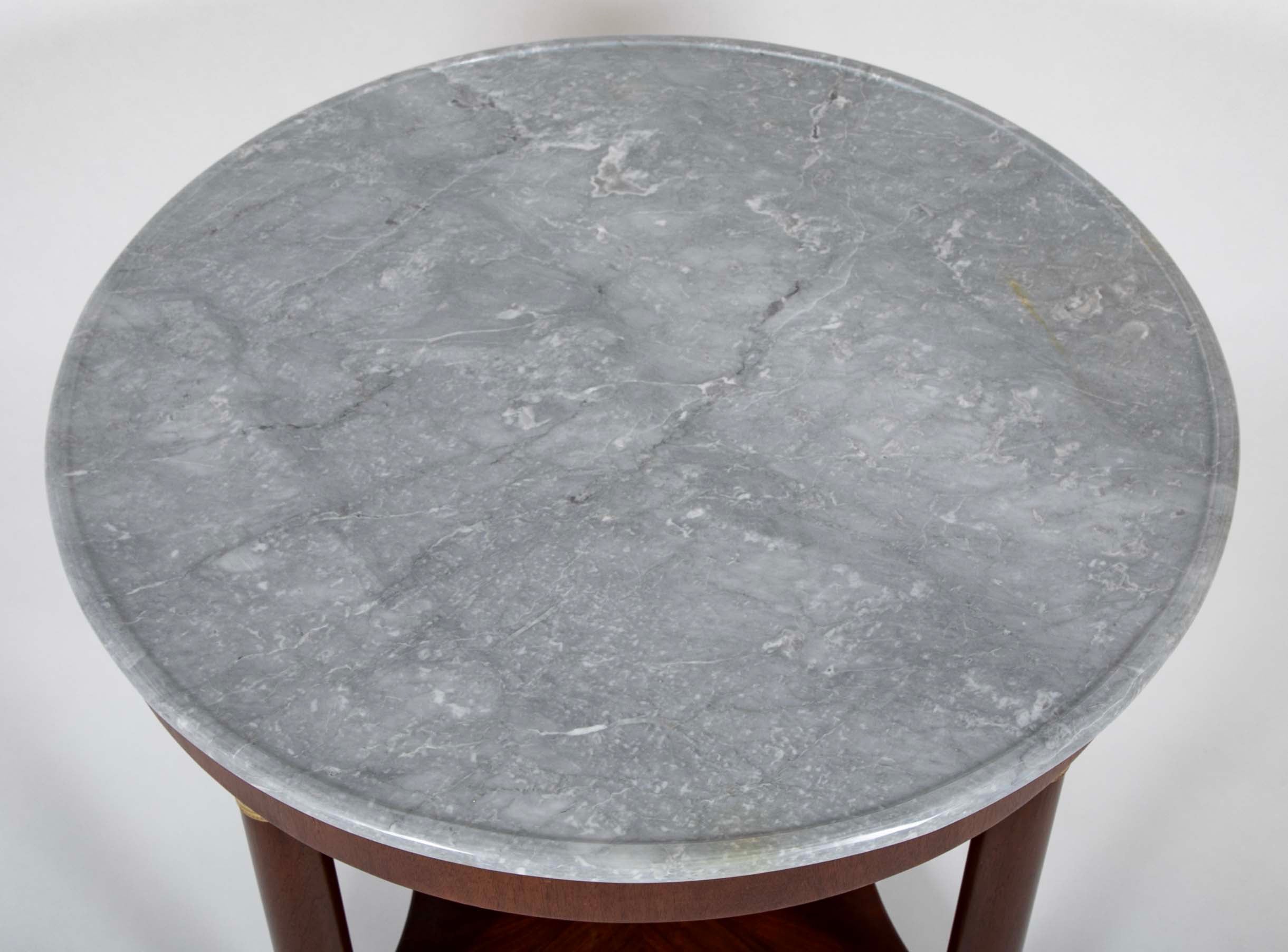 19th Century French Empire Marble Top Mahogany Center Table