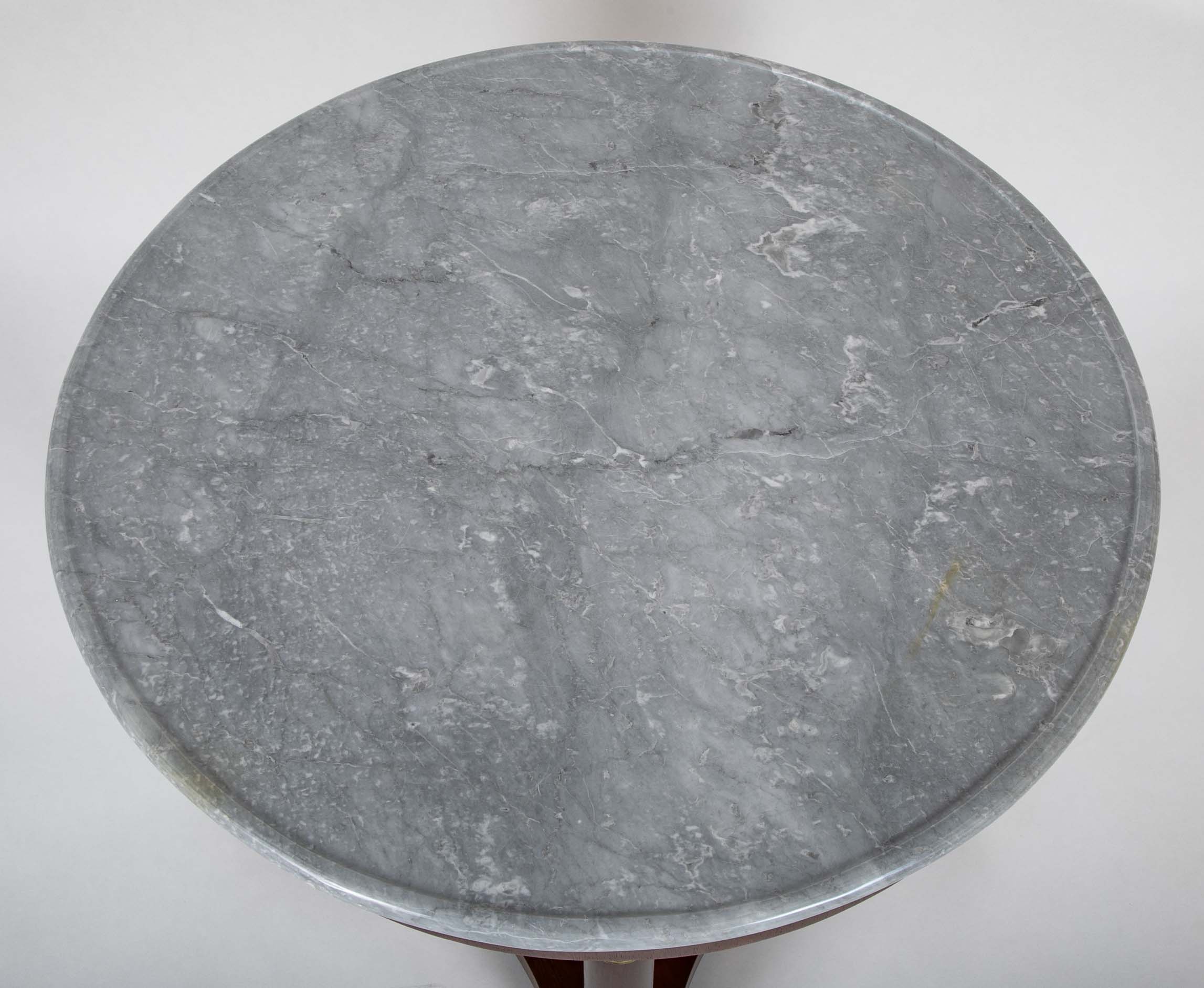 19th Century French Empire Marble Top Mahogany Center Table