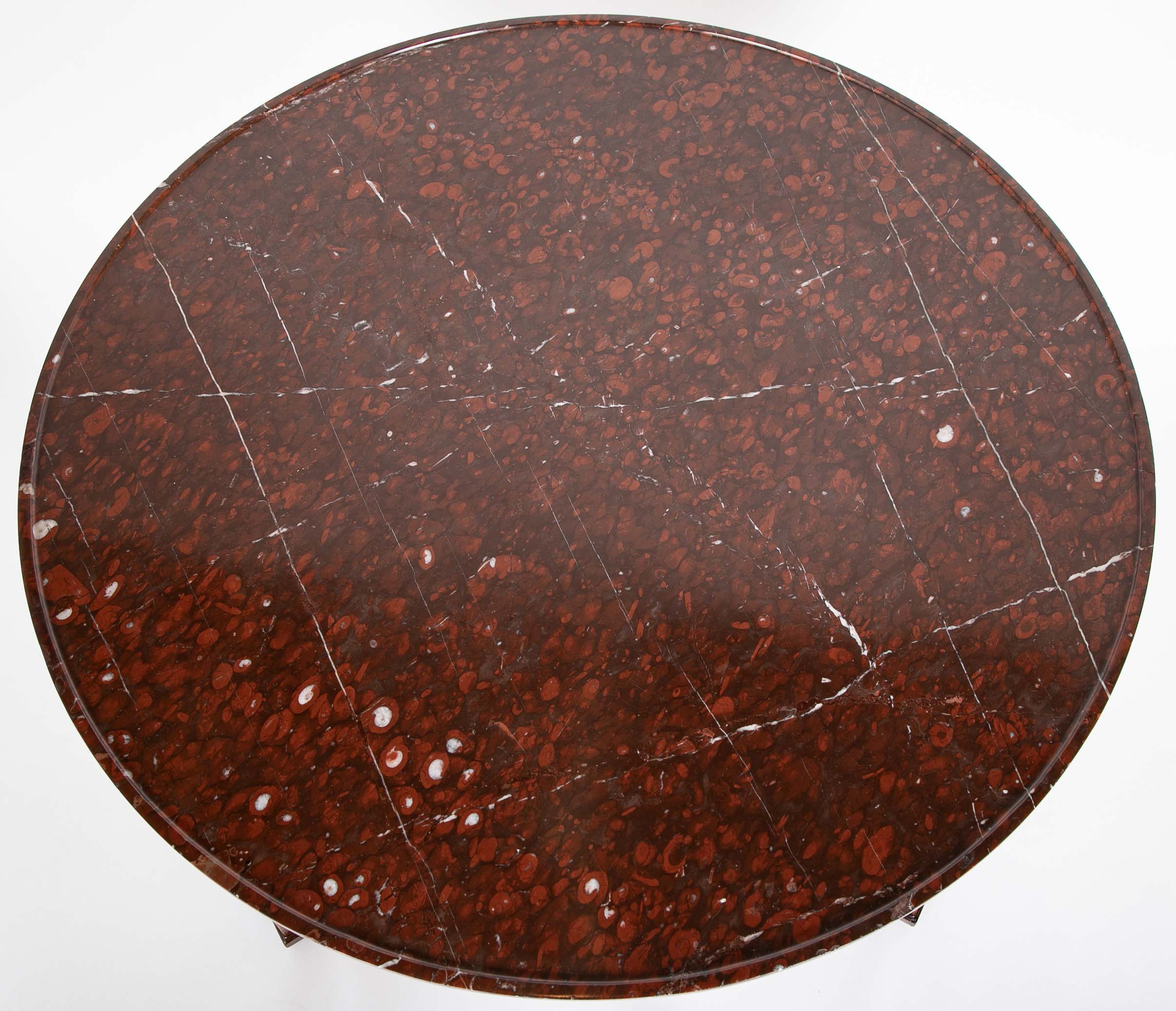 Rouge Griotte Marble- Top Gueridon Center Table with Gilt Bronze Fittings