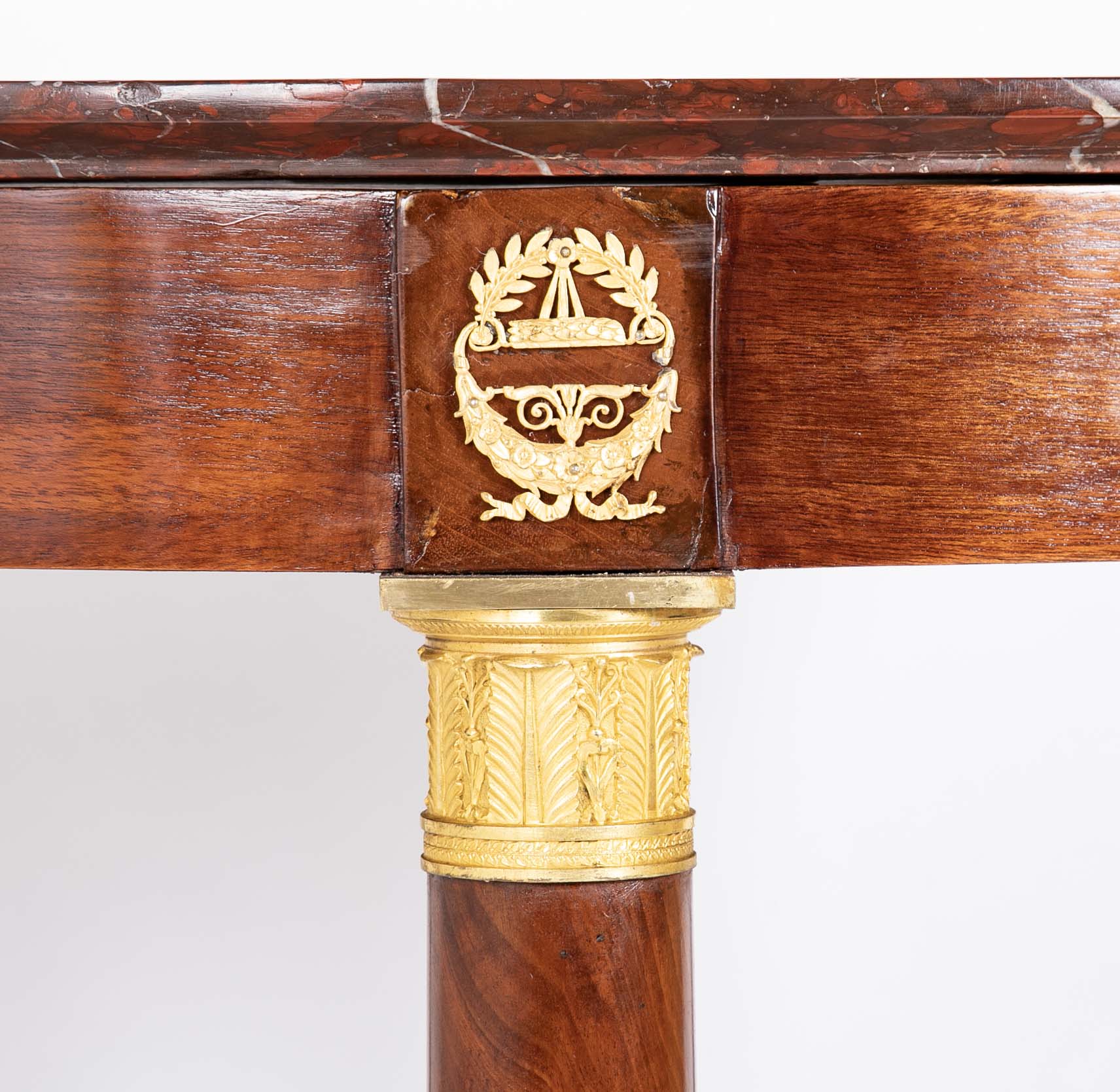 Rouge Griotte Marble- Top Gueridon Center Table with Gilt Bronze Fittings