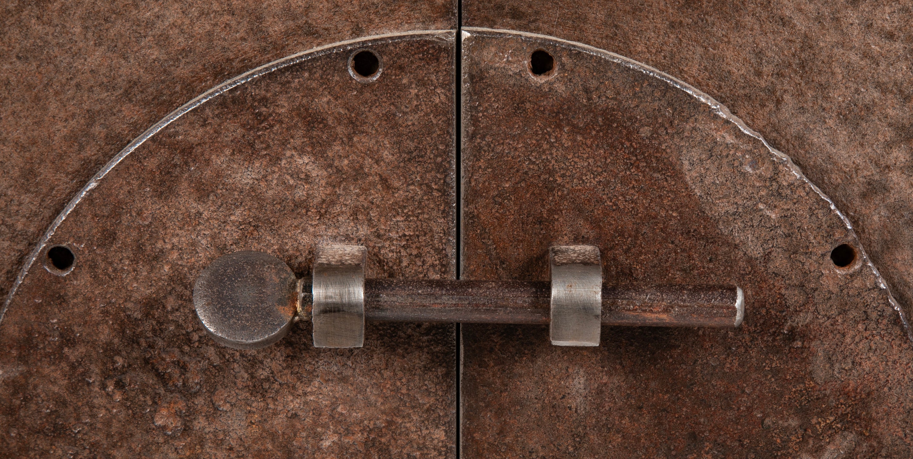 A Jim Rose Steel Cabinet with Tab Handles on Two Doors