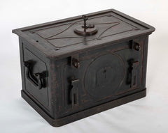 A 19th Century American Iron Strong Box with Key