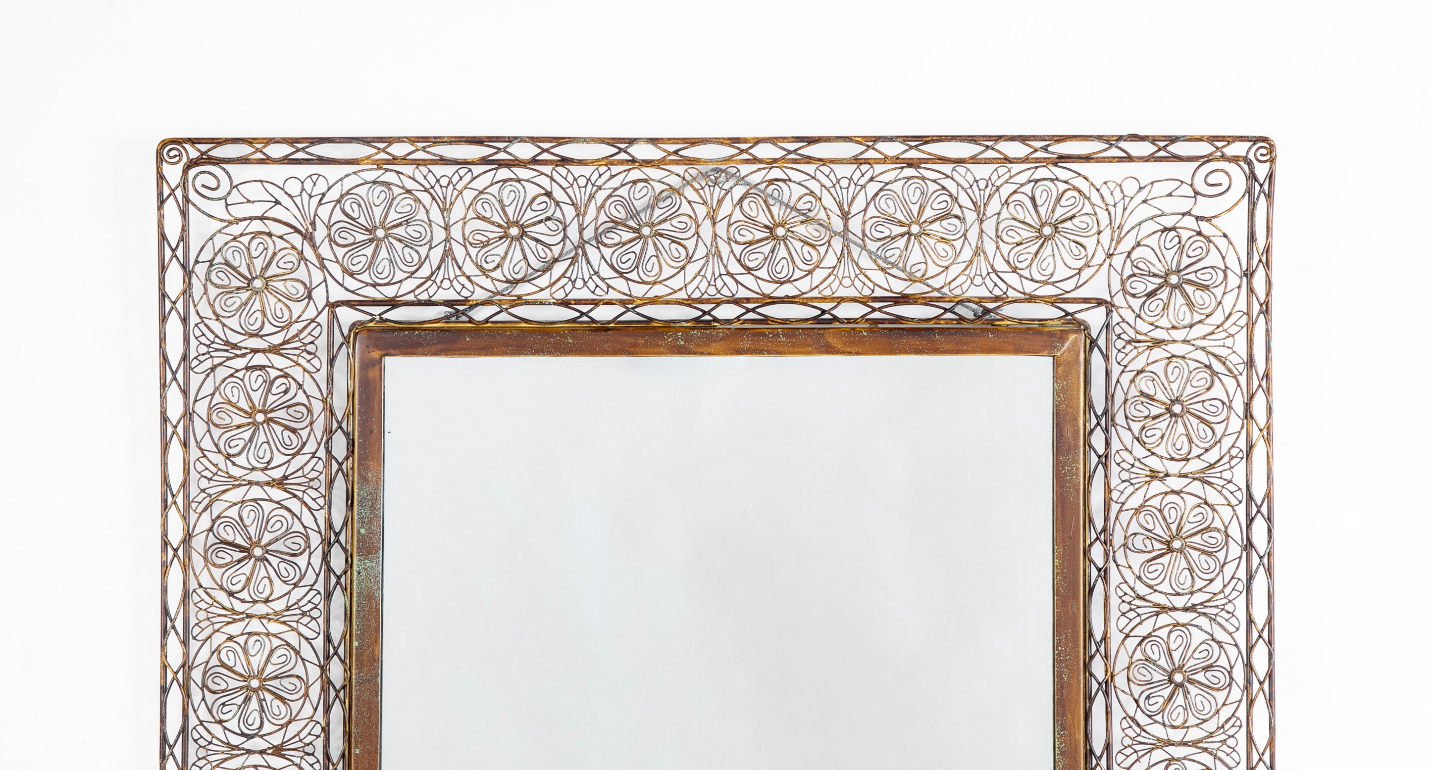 Anglo - Indian Open Work Bronze Framed Mirror