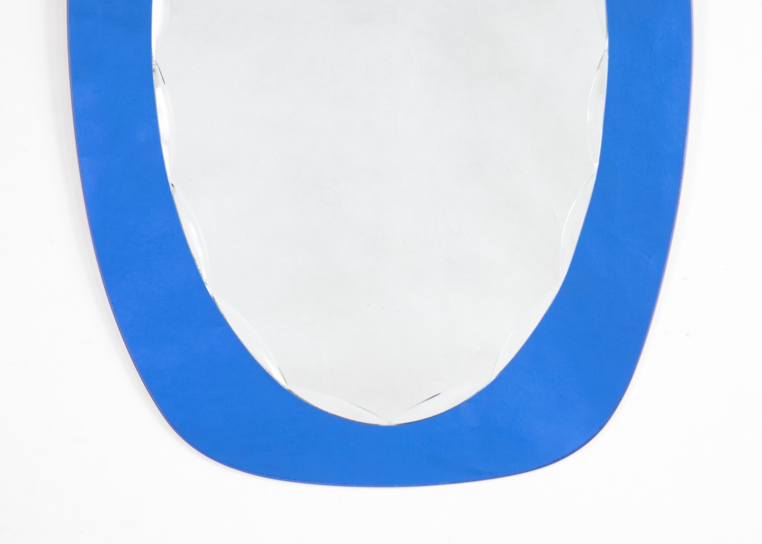 Mid-Century Italian Blue Glass Framed Mirror