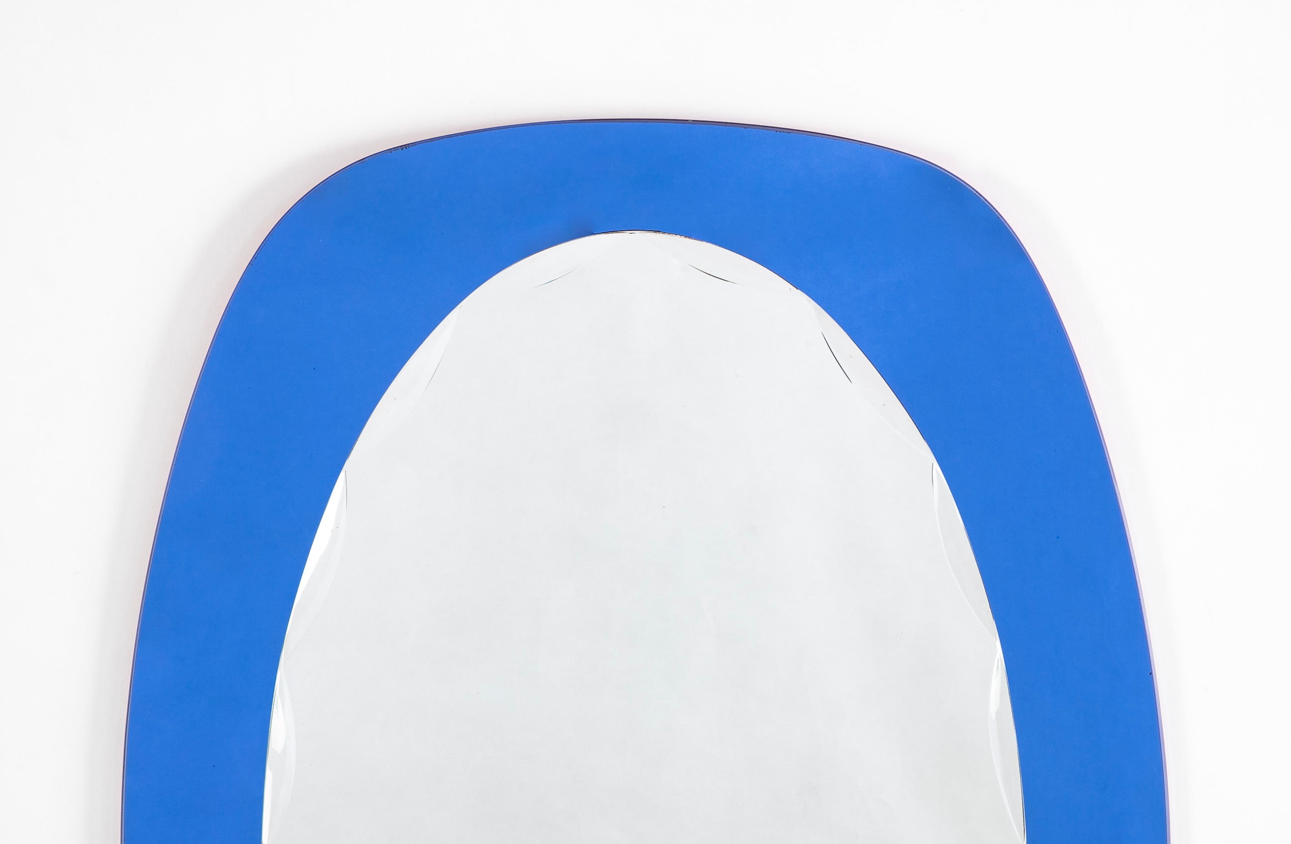 Mid-Century Italian Blue Glass Framed Mirror